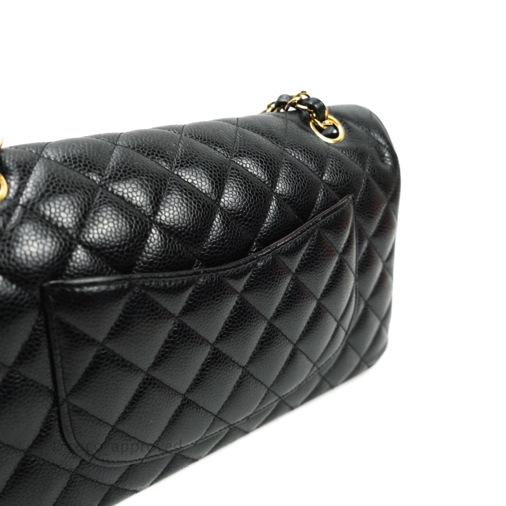 Chanel Classic Medium Double Flap Bag Black Caviar Leather with Gold Hardware - Luxury Designer Handbag for Women, Perfect for Work, Evening Events & Special Occasions