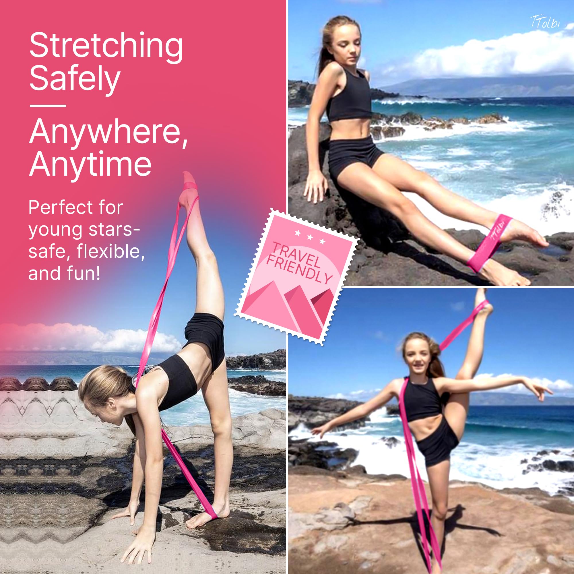 Premium Stretch Bands for Dancers - Elastic Resistance Bands for Flexibility, Ballet, Splits & Strength Training | Perfect for Ballet, Gymnastics, Cheerleading, Yoga & Pilates | Home Workout & Dance Studio Essential