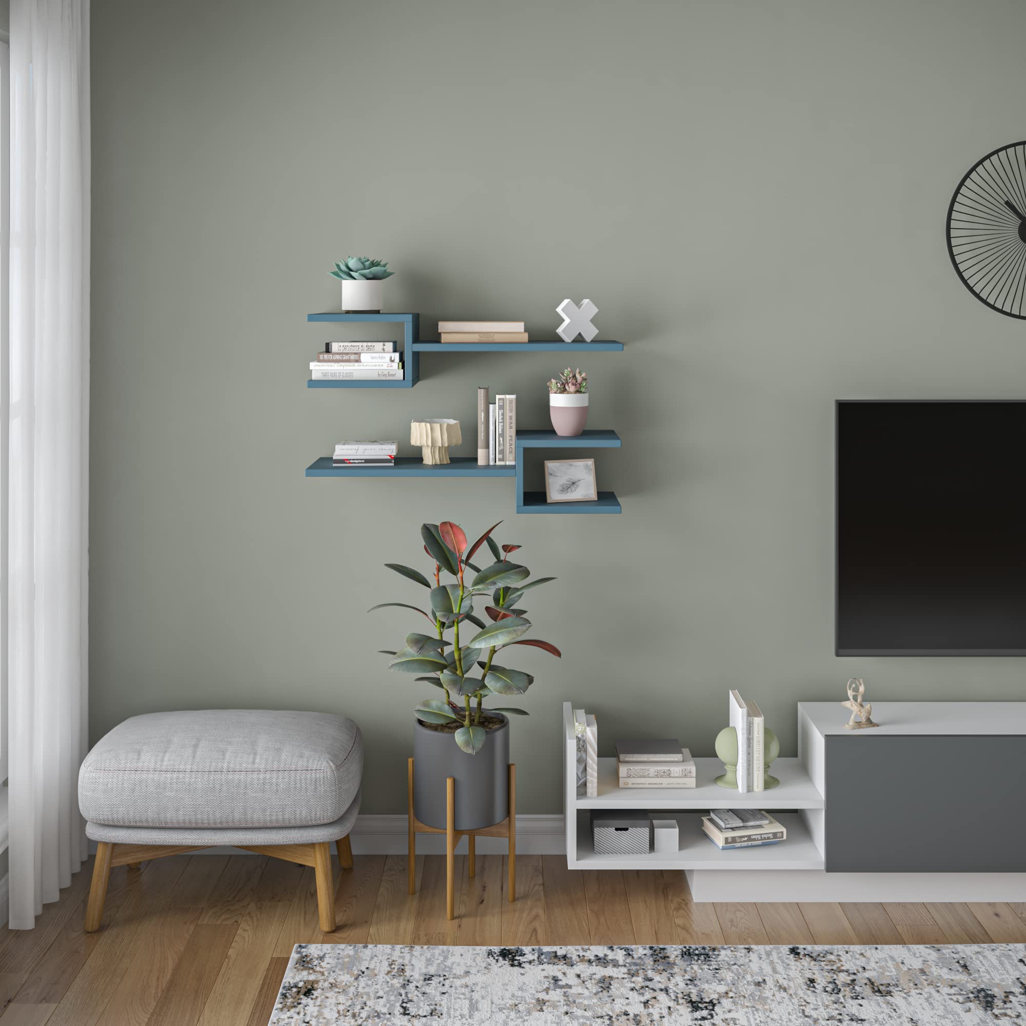 Modern Petrol Blue Wall Shelf - 29.53