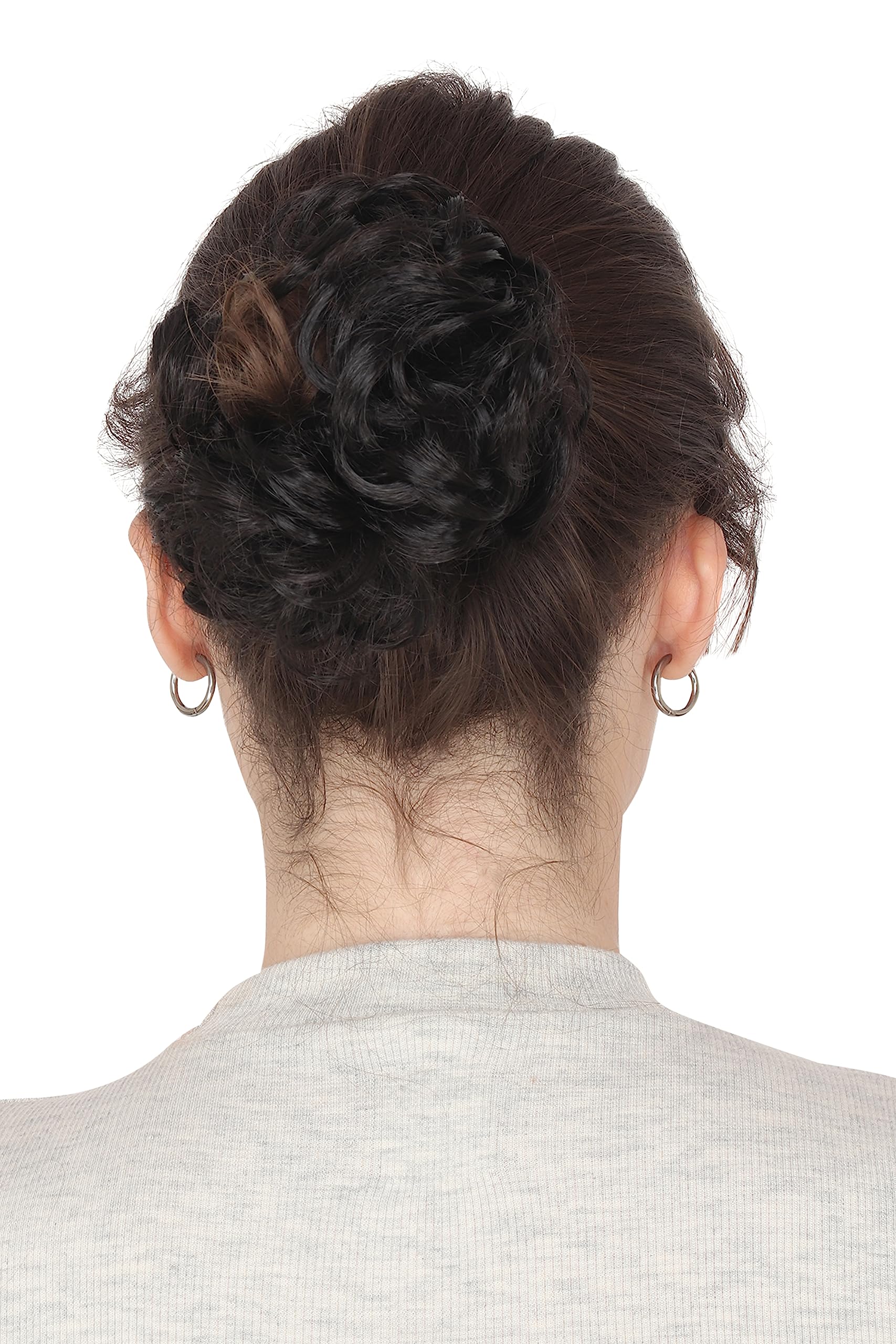 MoonEyes 1 PCS Black Synthetic Fiber Hair Bun Extension for Women & Girls - Perfect for Updos, Ponytails & Cosplay Hairstyles