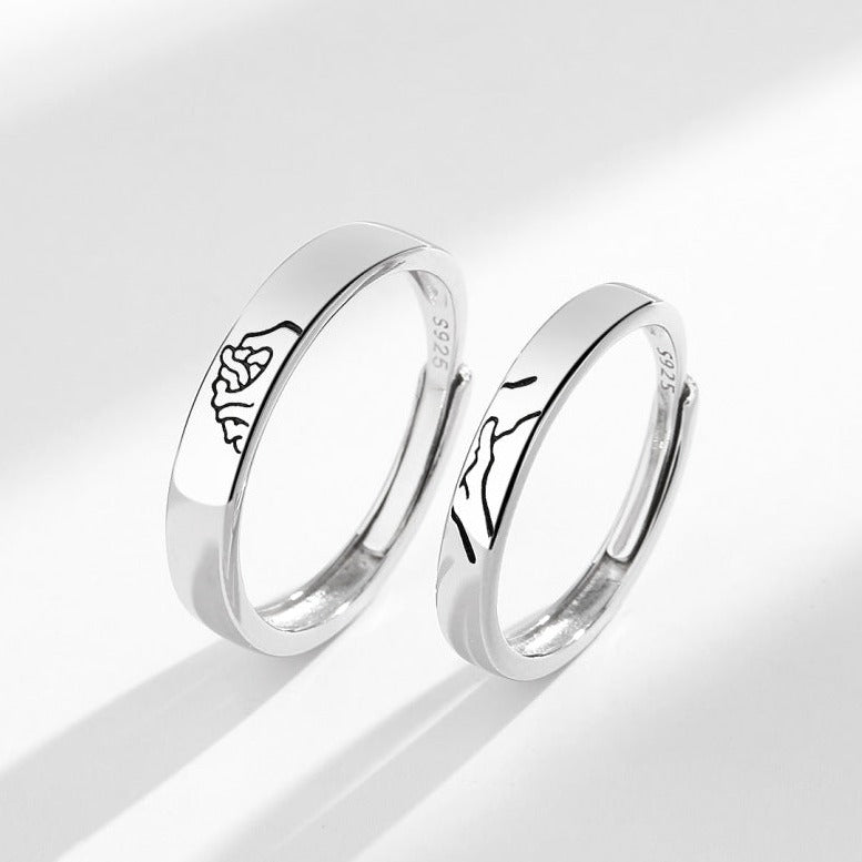 Promise Rings for Couples - Hold My Hand Matching Rings | E91 - Perfect for Anniversaries, Engagements & Romantic Gifts