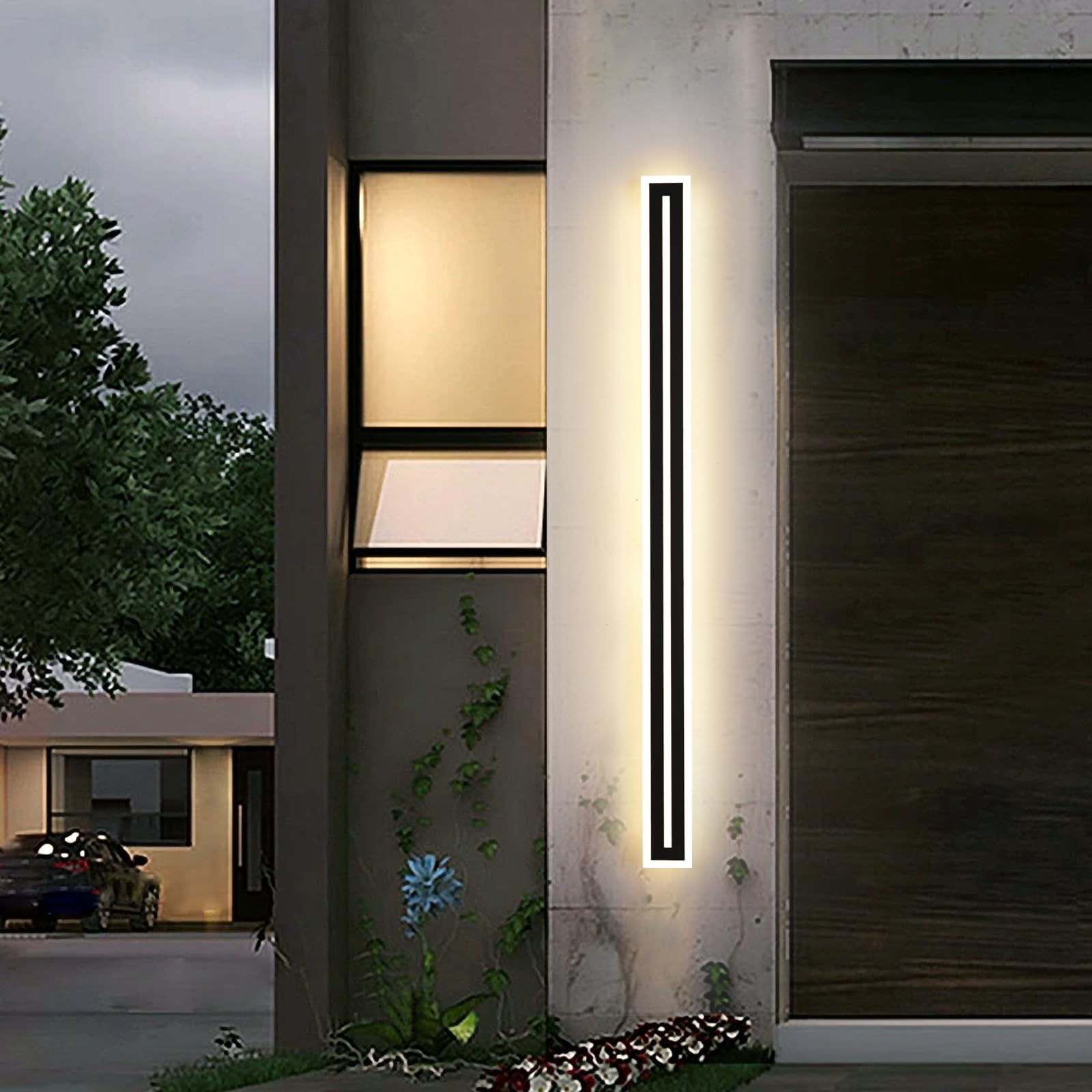 59 Inch Modern Outdoor LED Wall Light - 46W IP65 Waterproof Exterior Light Fixture - Perfect for Patio, Garden, Garage, Porch, and Backyard Lighting