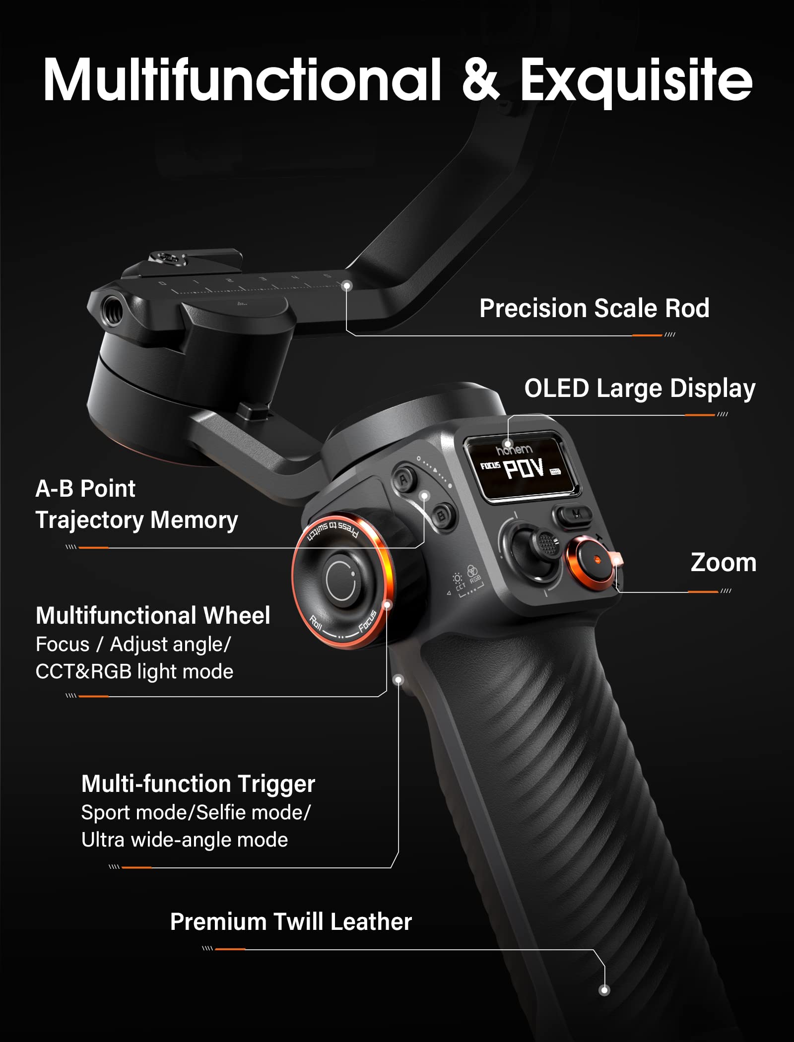 Hohem iSteady M6 3-Axis Smartphone Gimbal Stabilizer for iPhone 14 Pro Max & Android - 2023 Upgrade with OLED Display, 360° Infinite Rotation - Perfect for Vlogging, Travel Videos & Social Media Content Creation