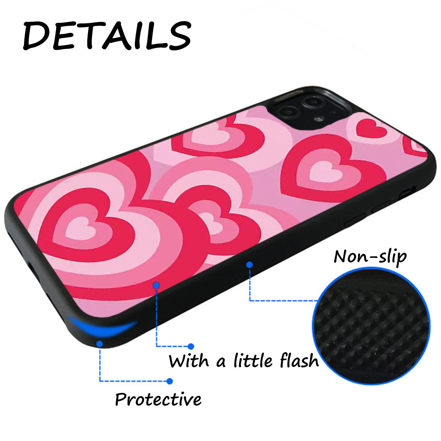 Cute Love Heart Pink Aesthetic iPhone 7/8 Phone Case - Slim Soft Protective Cover for Women & Girls - Perfect for Everyday Use, Valentine's Gifts & Photo Shoots
