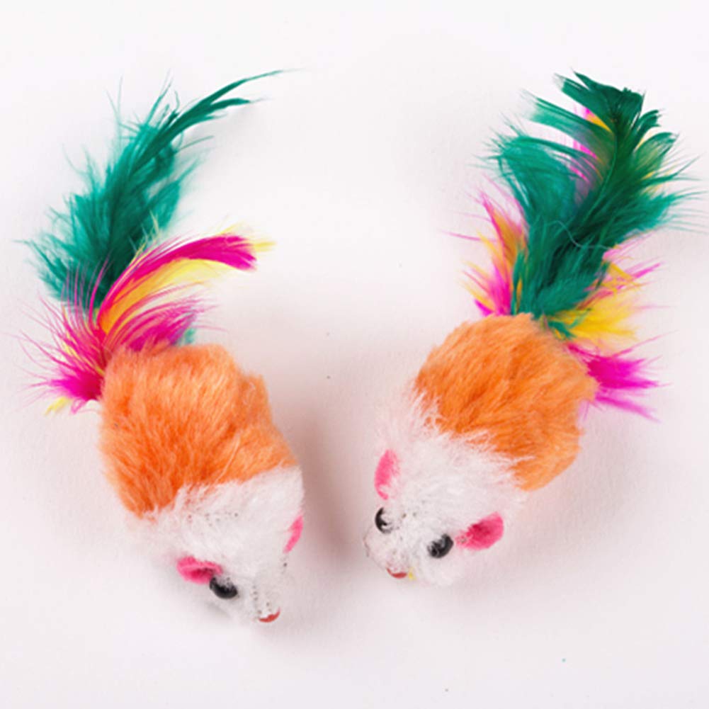 Smoro 20Pcs Cat Feather Mouse Toys - Interactive Kitten Toys with Feathers for Playful Cats - Fun Mini Mouse Catnip Toys for Indoor & Outdoor Playtime