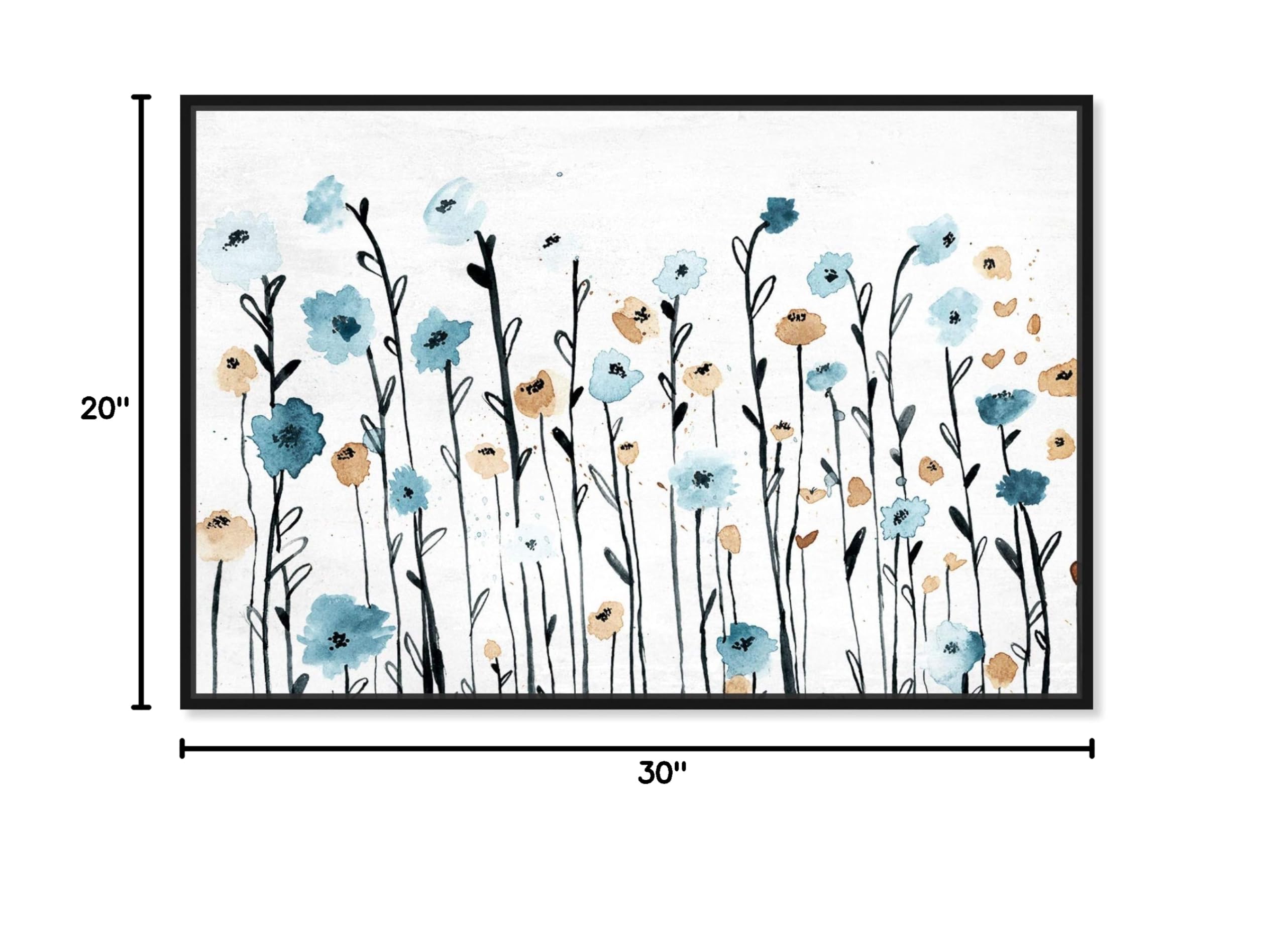 Oliver Gal Floral Botanical Wall Art Decor - Blue & White Canvas Print 30x20 Inches - Modern Home & Office Decor for Living Room, Bedroom, Dining Area