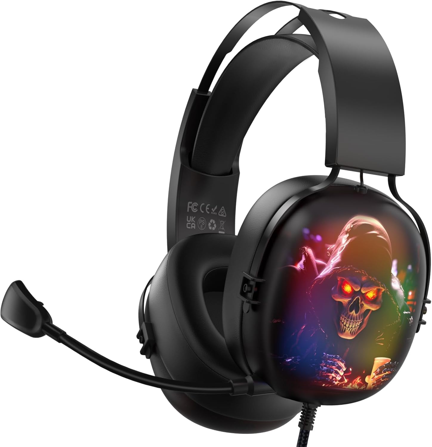 RYR USB Gaming Headset for PC & PS5 - Noise Cancelling Mic, 7.1 Surround Sound, RGB Lighting, 50mm Drivers - Wired Headphones for PS4, Mac, Laptop (Black) | Perfect for Competitive Gaming & Streaming