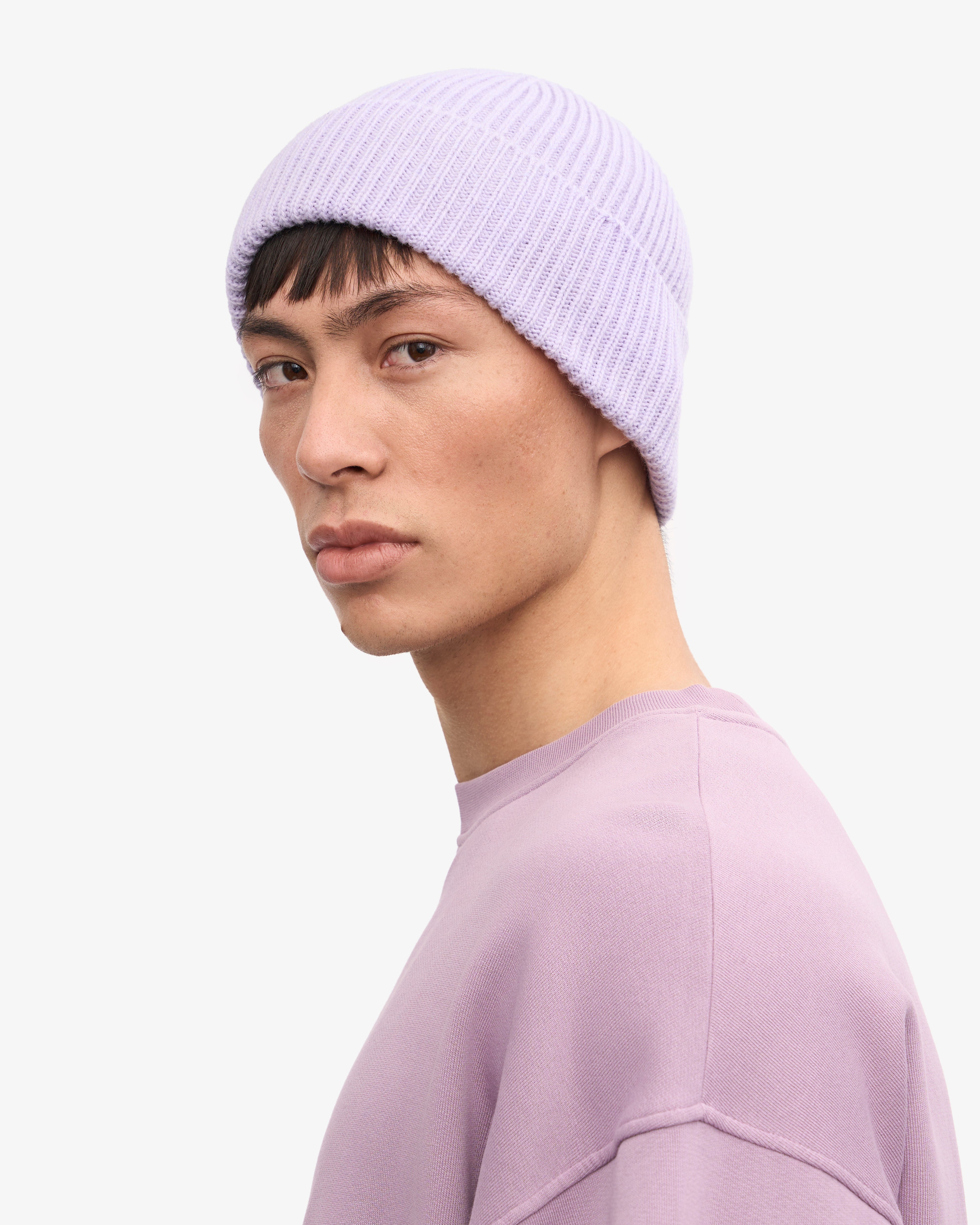 Soft Lavender Merino Wool Beanie for Women & Men - Warm Winter Hat for Skiing, Hiking & Outdoor Activities