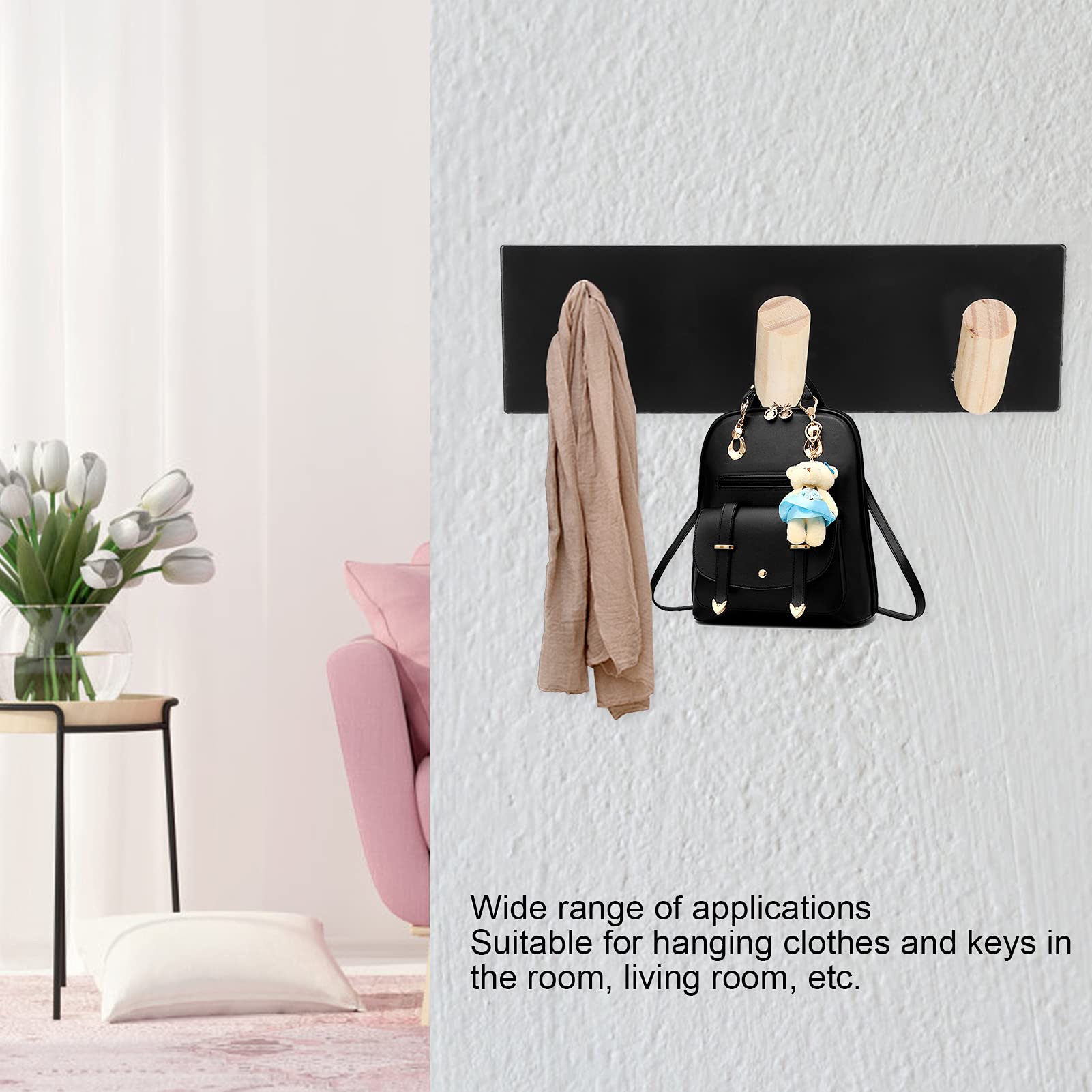 Wall Hooks - Black Small T321 Polar Animal Wall Mounted Hangers for Hats, Coats & Accessories | Perfect for Bathroom, Kitchen, Bedroom & Entryway Organization