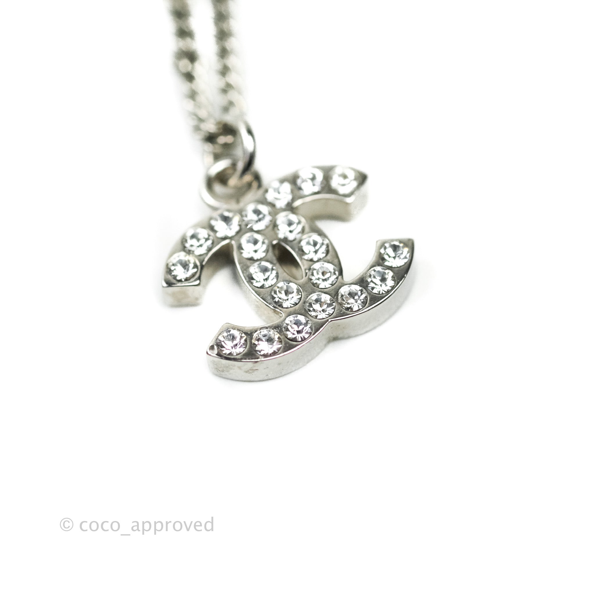 Chanel CC Crystal Necklace for Women - Silver Tone 11V Pendant | Elegant Fashion Jewelry Gift for Birthday, Anniversary & Special Occasions