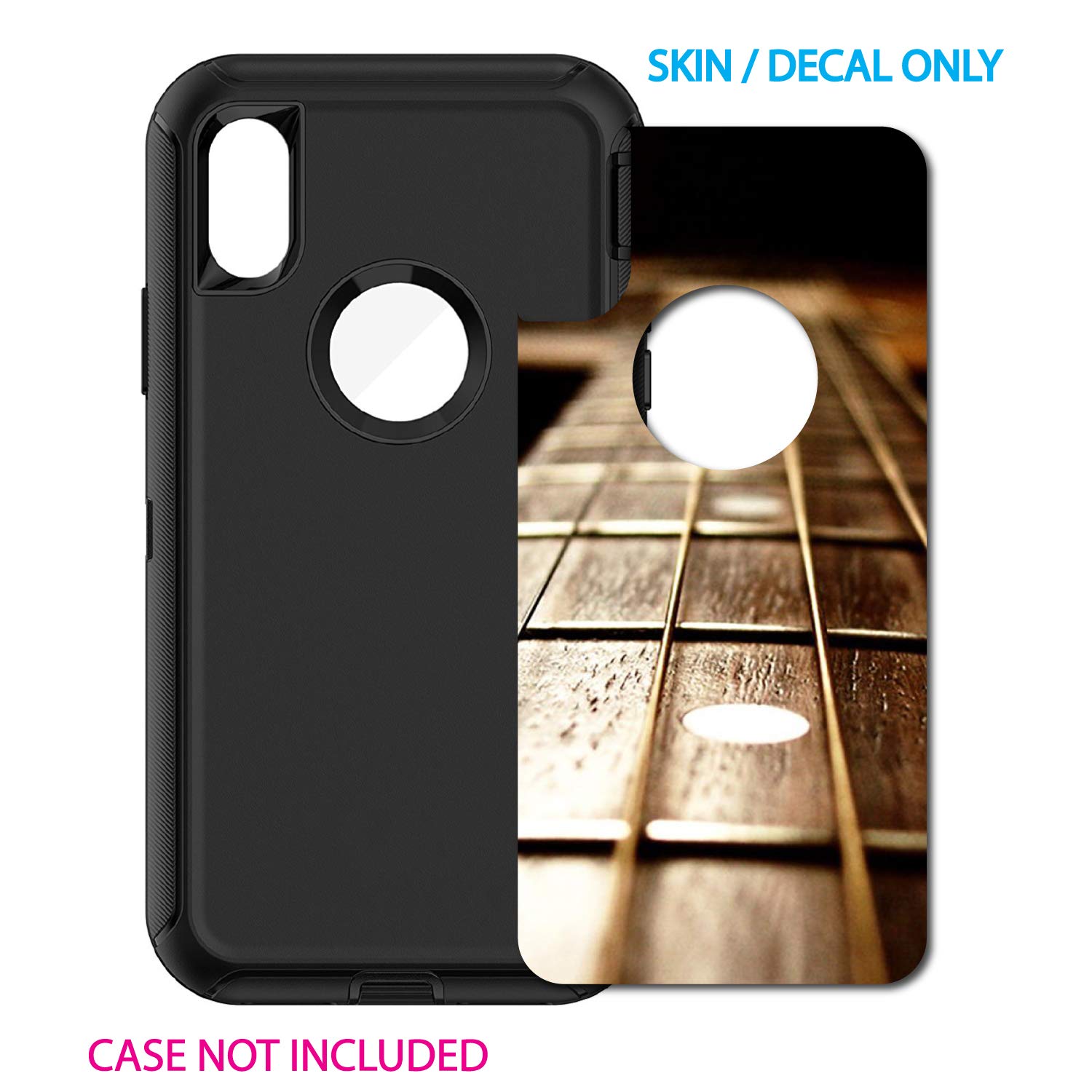 DistinctInk Custom Skin Decal for OtterBox Defender iPhone Xs Max Case (6.5 Inch) - Guitar Strings Design | Protective Vinyl Sticker | Perfect for Personalization and Scratch Protection