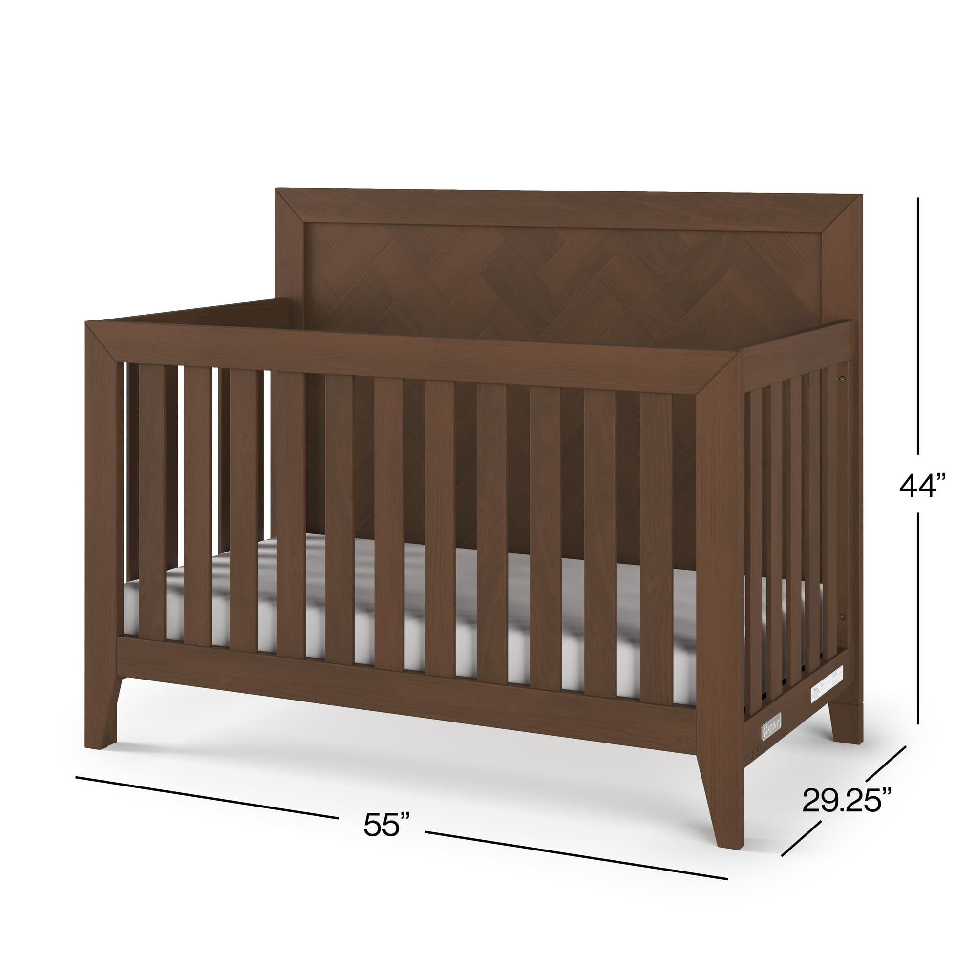Kieran 4-in-1 Convertible Baby Crib to Toddler Bed & Full Size Bed - Adjustable Height, Non-Toxic Safe Finish (Toasted Chestnut) - Perfect for Nursery, Bedroom & Growing Kids
