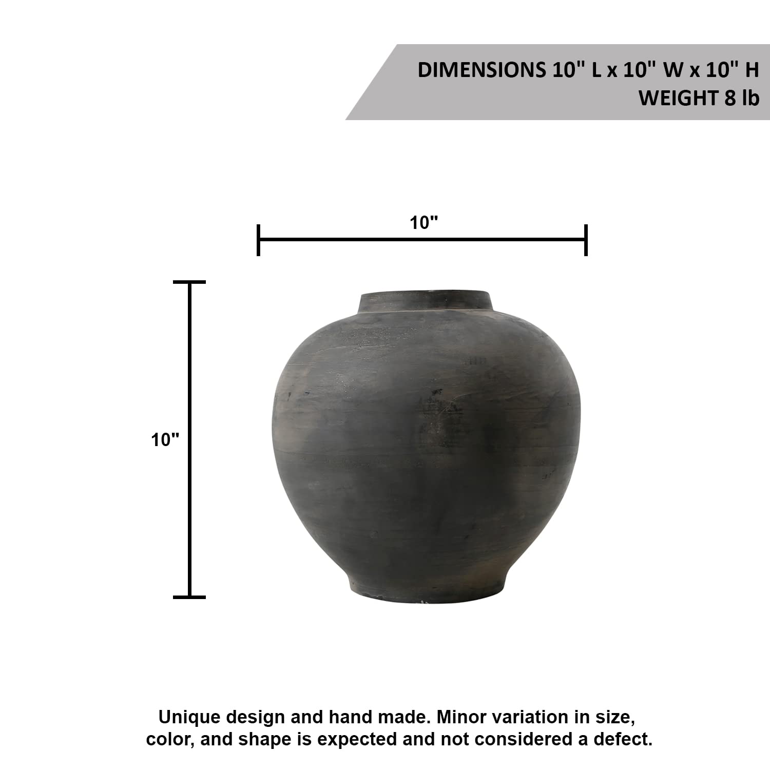 Artissance Earthy Gray Small Apple-Shaped Ceramic Pot - 10 Inch Tall Handmade Pottery Planter for Succulents, Herbs & Home Decor | Perfect for Windowsills, Tabletops & Gift Giving