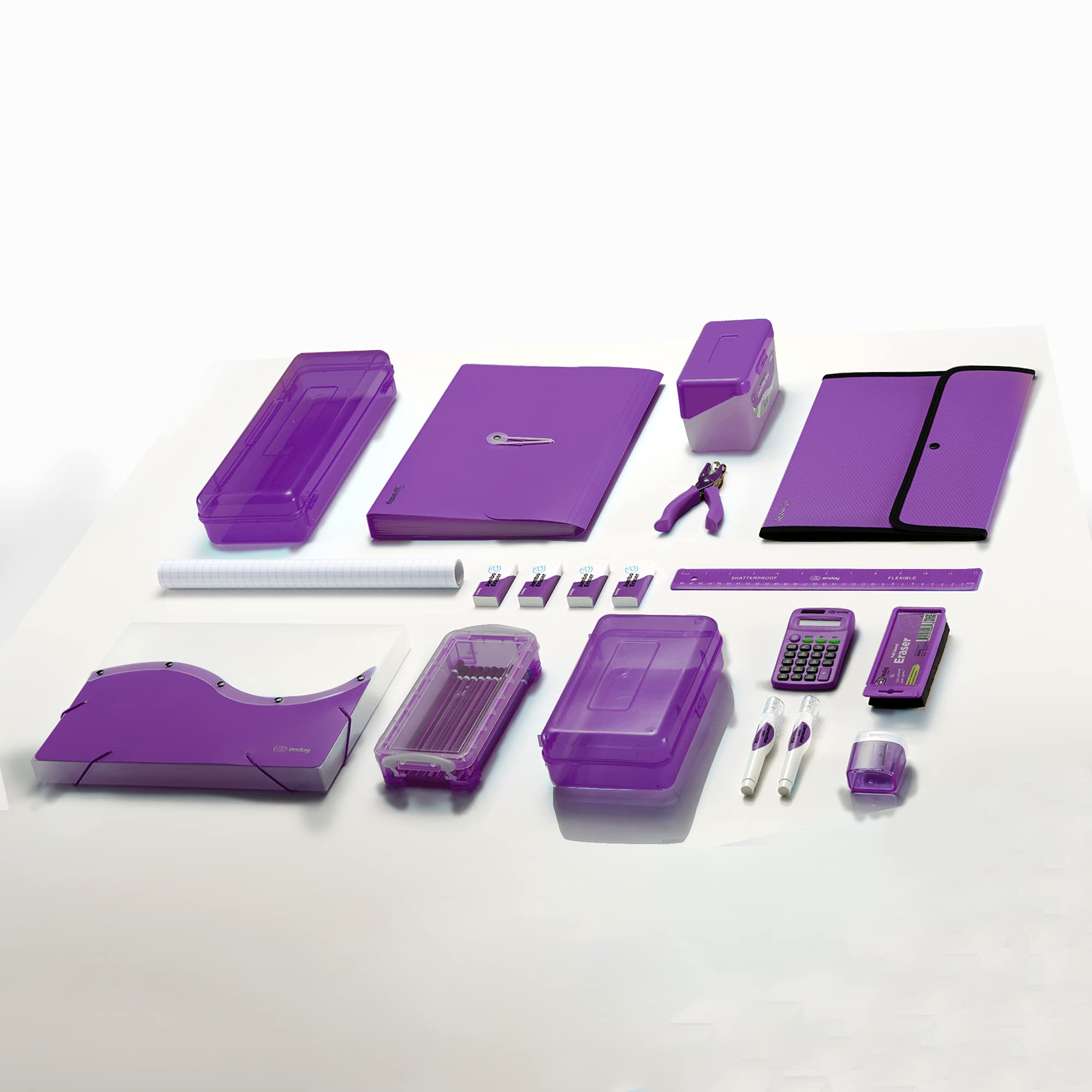 Enday 2-Pocket 3-Prong Plastic Folder with Brads - Letter Size Sheets Organizer in Purple, Blue, Green, Red, Pink & Grey - Perfect for School, Office & Document Filing (1-Pack)