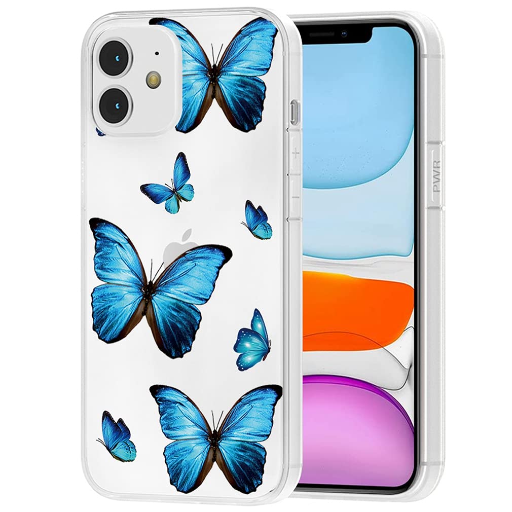 Yerebel Clear Flexible TPU Soft Silicone Phone Case for iPhone 11 (6.1 Inch) - Cute Blue Butterfly Design, Shockproof Bumper Cover - Perfect for Everyday Use, Work & Travel Protection