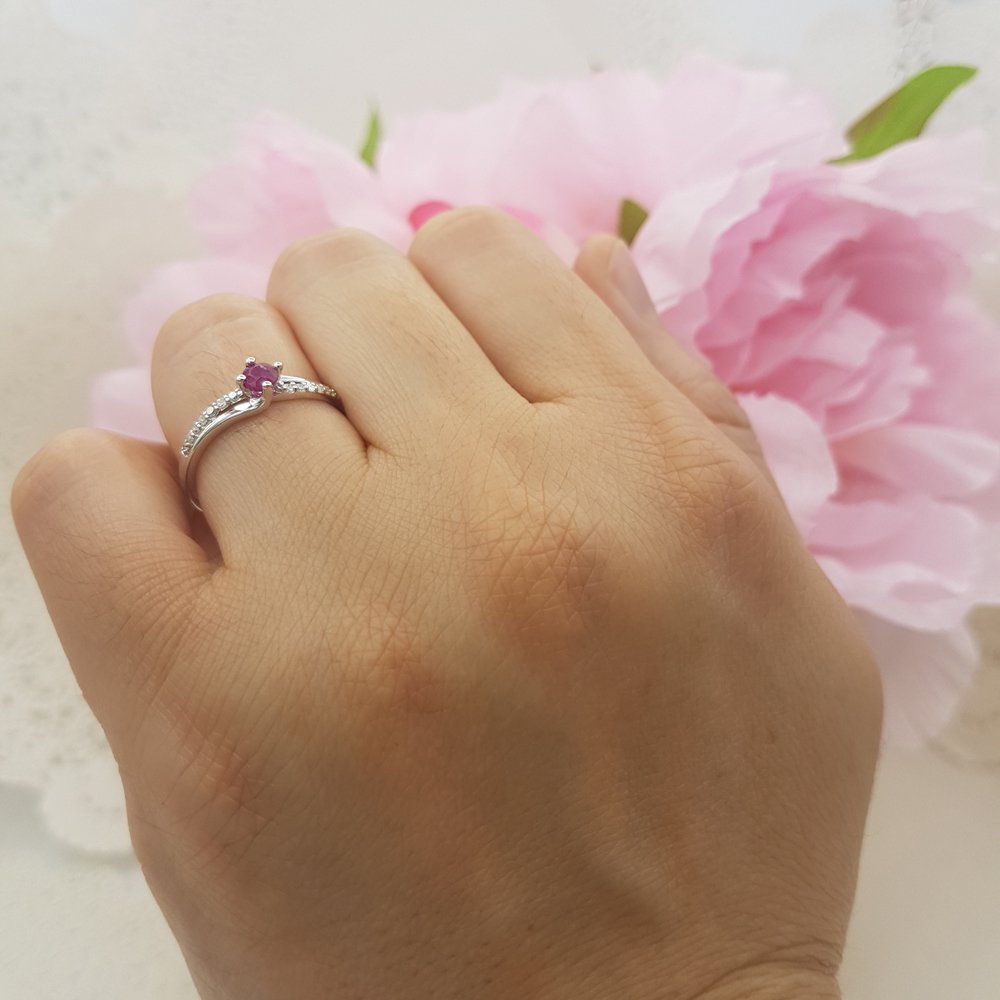 Dazzlingrock 10K Solid Gold Round Ruby & White Diamond Women's Bridal Engagement Ring - Elegant Promise Ring for Weddings, Anniversaries & Special Occasions