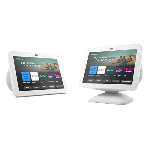 Echo Show 8 (3rd Gen, 2023) Smart Display with Adjustable Stand & USB-C Charging - Glacier White | Hands-Free Video Calls, Smart Home Control & Entertainment Hub