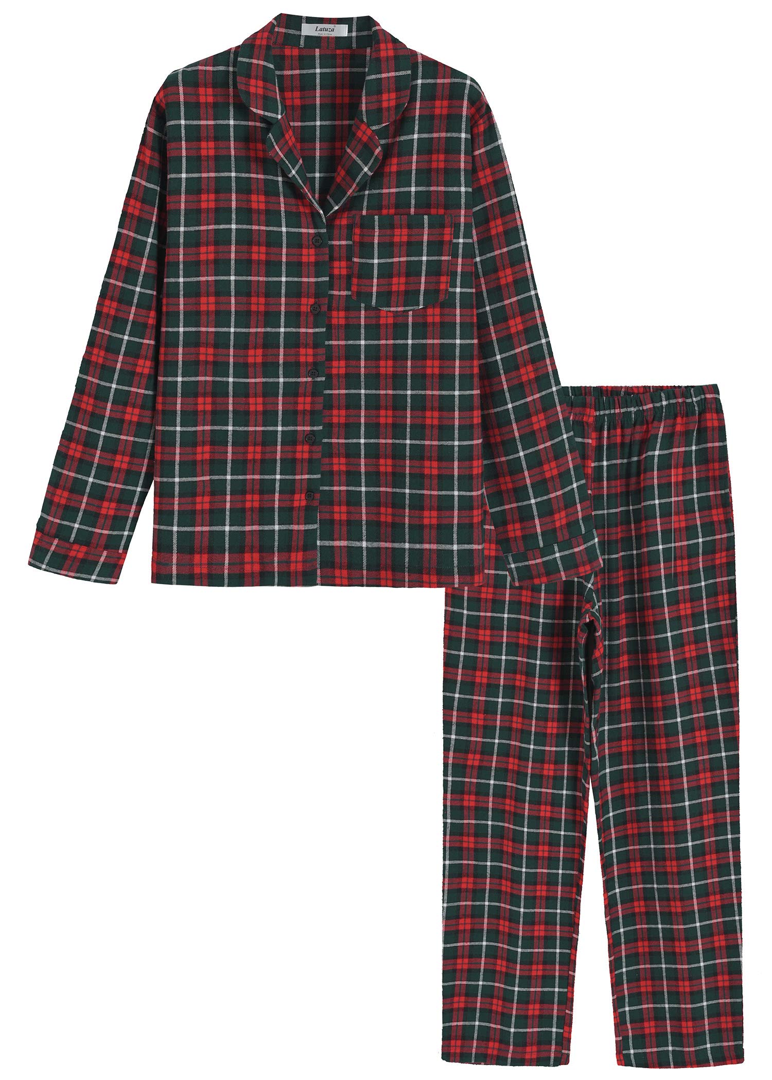 Cozy Women's Cotton Flannel Pajama Set with Pockets - Soft Long Sleeve Shirt & Comfortable Pants for Winter Sleepwear, Lounge & Relaxation at Home