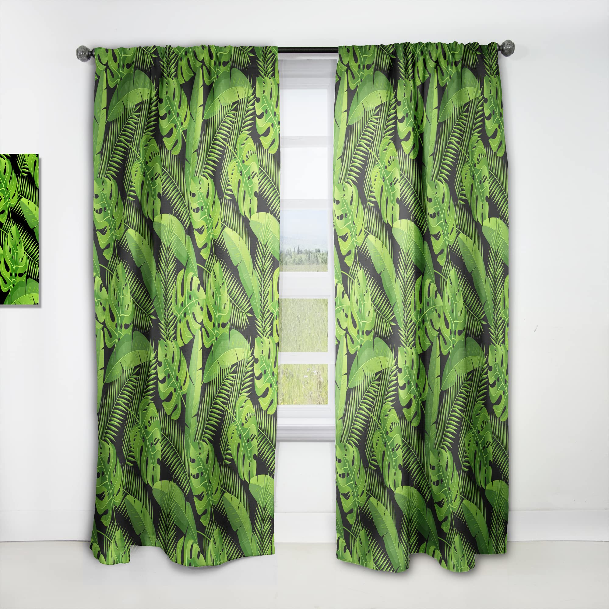 DesignQ Exotic Tropical Plants Thermal Insulated Curtains - Single Panel 52x84 Inches for Bedroom & Living Room - Perfect for Privacy, Sun Protection & Home Decor