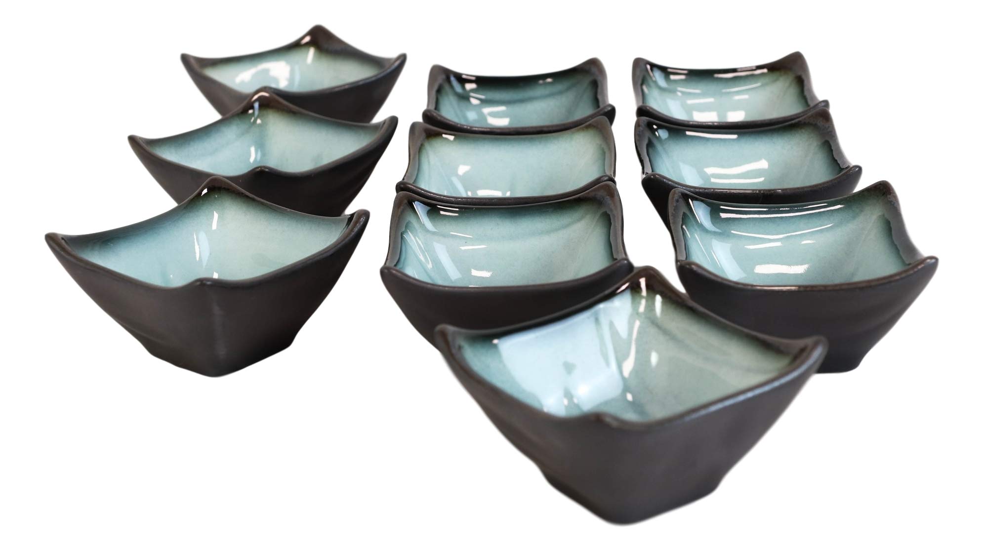 Ebros Aquamarine Porcelain Condiment Dishes - Zen Ocean Gradient for Restaurants & Home Use