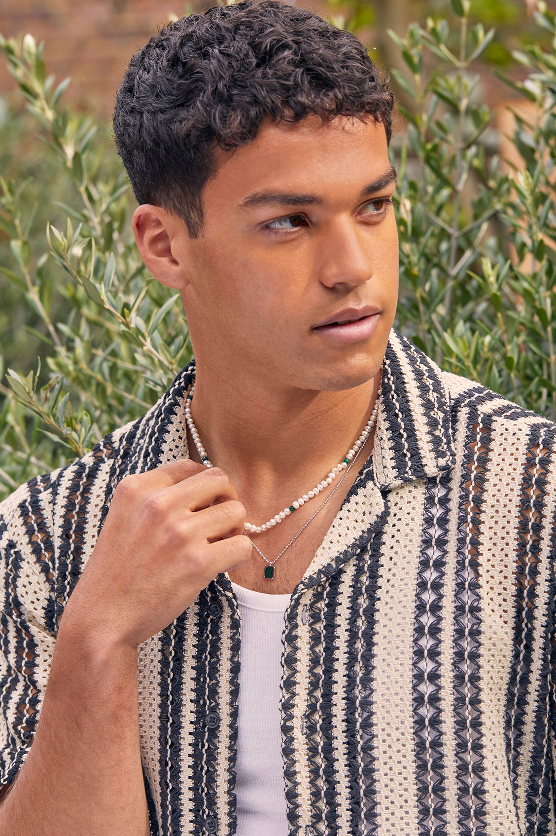 Men's Pearl and Gemstone Necklace - Elegant Jewelry for Men, Perfect for Weddings, Parties & Gifts