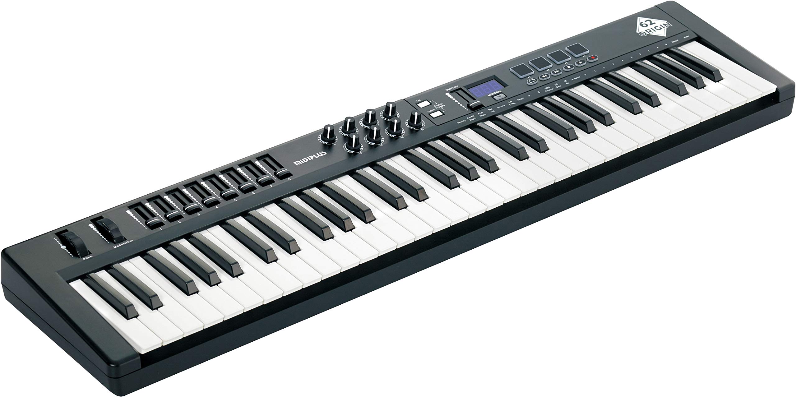 MIDIPLUS Origin 62 61-Key USB MIDI Keyboard Controller with Pitch Bend & Modulation Wheel - Perfect for Music Production, Studio Recording & Live Performance