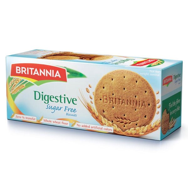 Britannia Sugar Free Digestive Biscuits 350g - Healthy Low Calorie Snacks for Diabetics & Weight Loss - Perfect for Tea Time & Office Breaks