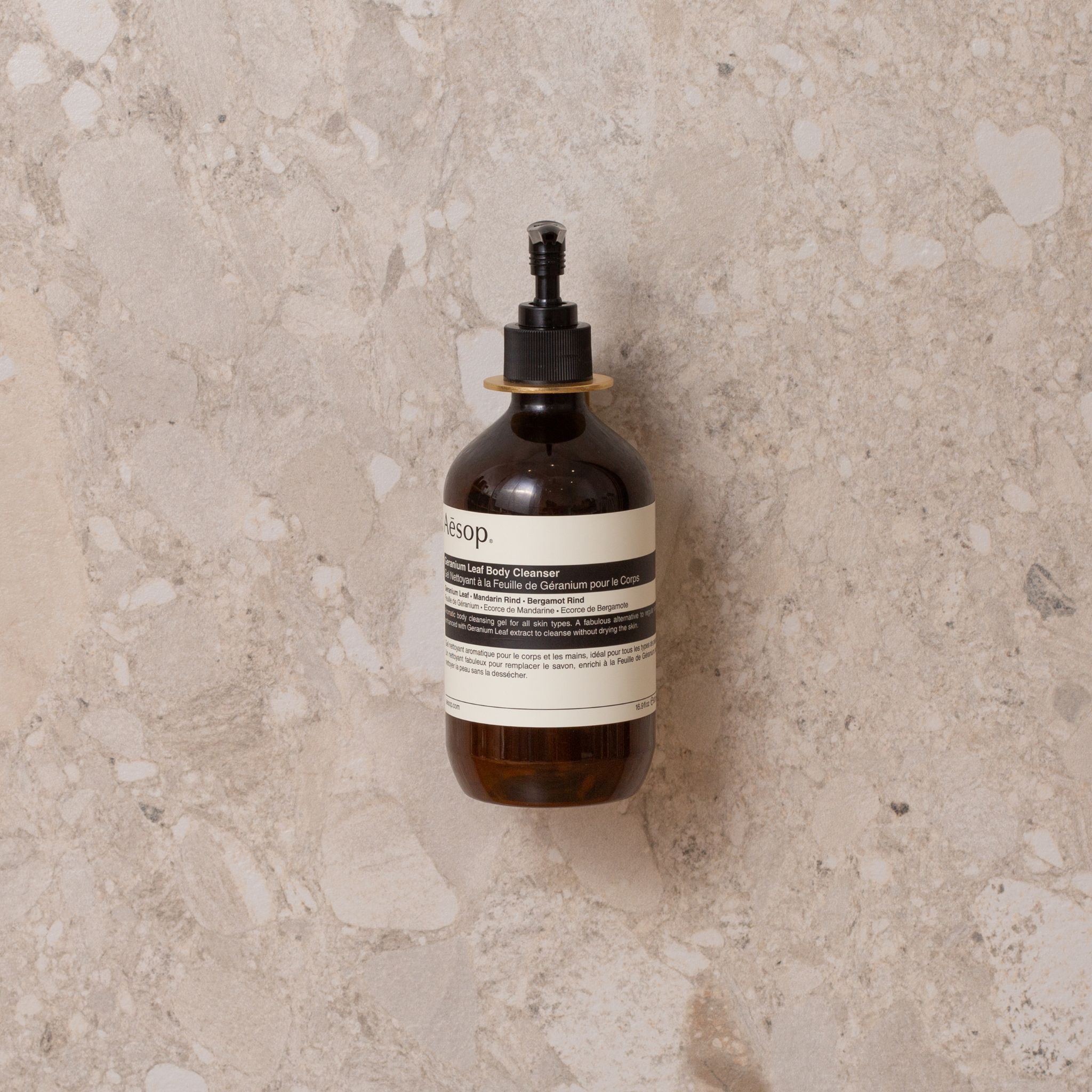 Floating Soap Dispenser Holder - Brushed Brass Finish | Modern Bathroom Organizer | Perfect for Vanity, Sink Countertop & Spa Decor