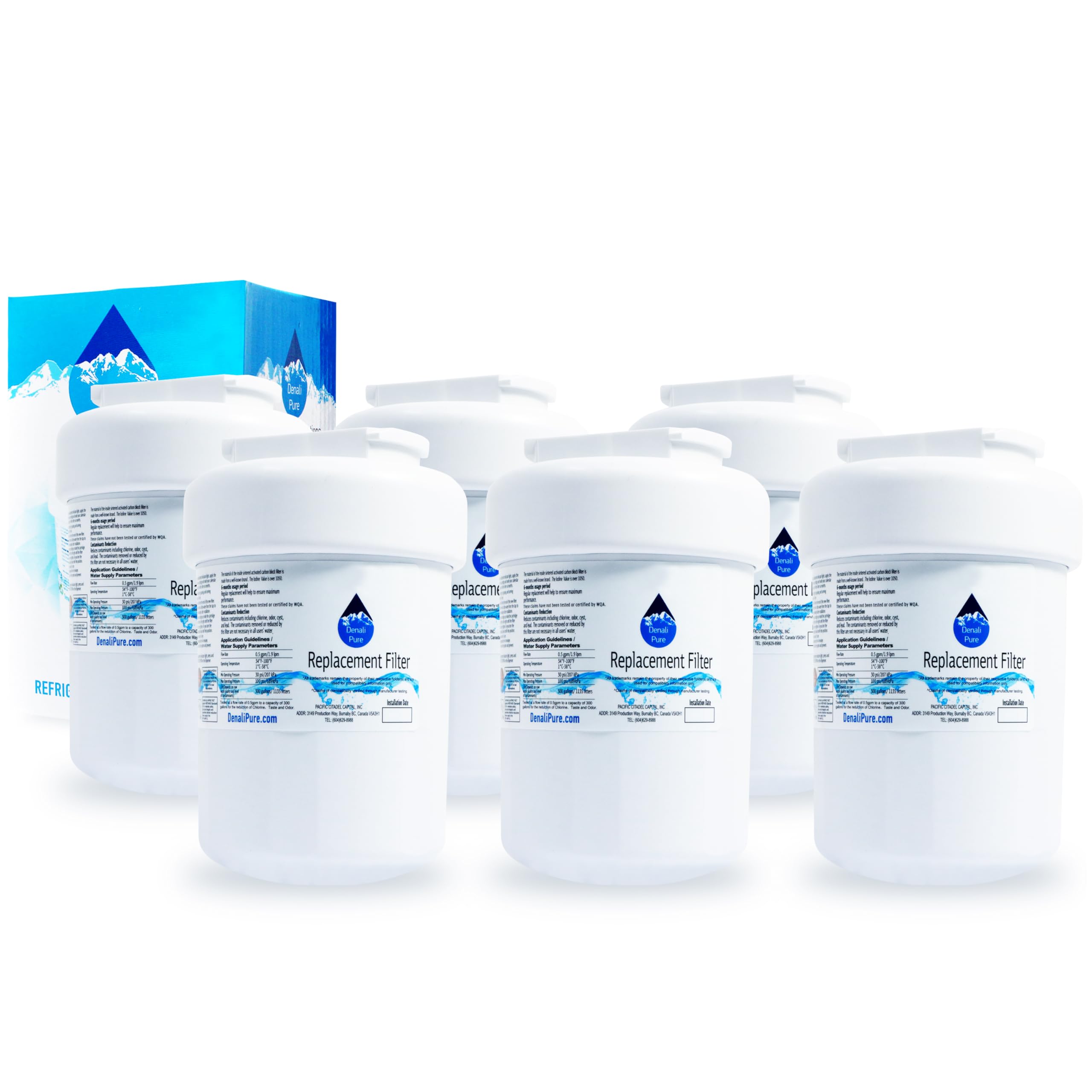 6-Pack GE MWF/MWFP Refrigerator Water Filter Replacement - Compatible with General Electric GFSS6KEXBSS & Other Models - Clean & Safe Drinking Water for Home & Office Use