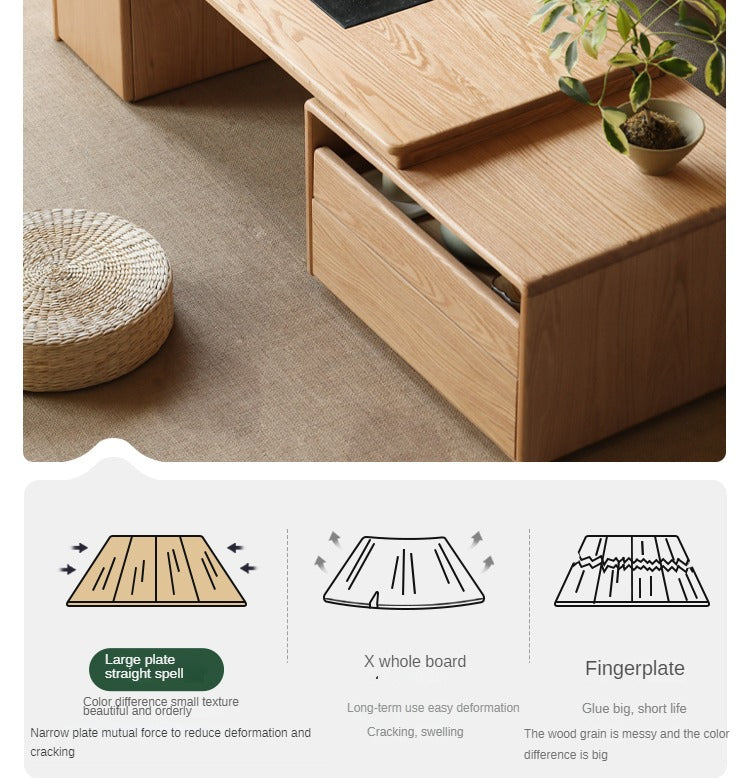 Solid Oak Wood Extendable Modern Coffee Table - Perfect for Living Room, Lounge, and Small Spaces