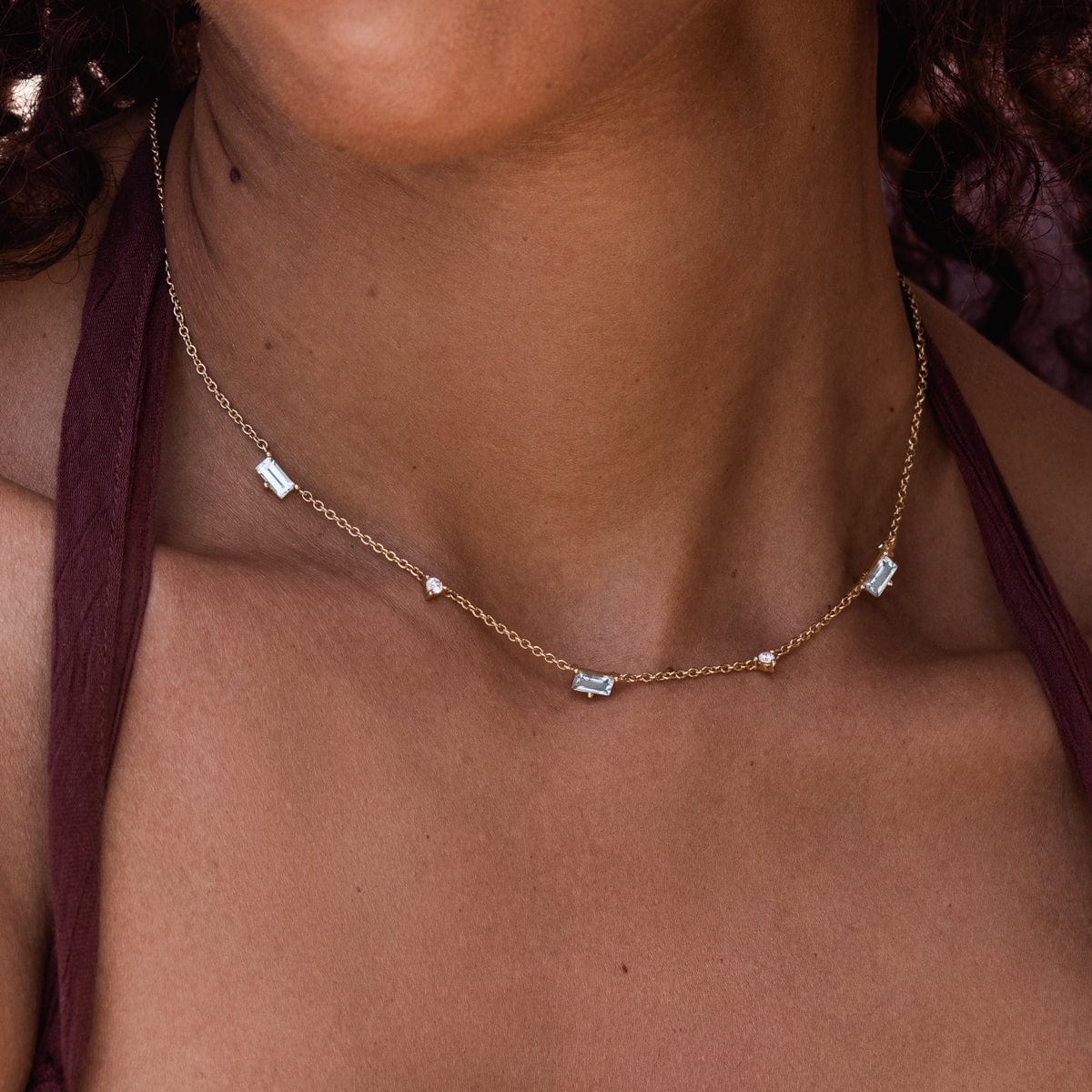 Aquamarine Blue Gemstone Necklace for Women - Elegant Pendant Jewelry for Wedding, Party & Everyday Wear