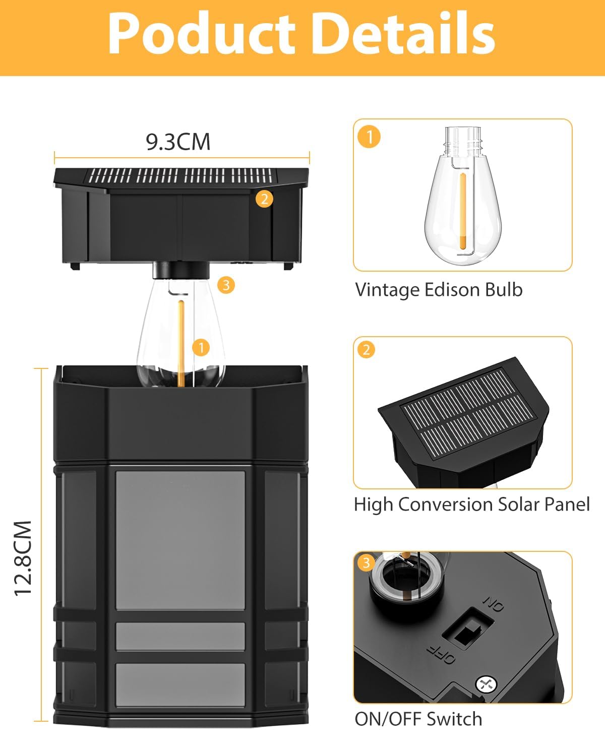 4 Pack Solar Fence Lights Outdoor Waterproof - Retro Solar Powered Deck Lights with Edison LED Bulbs, Warm White Solar Wall Lights for Garden, Patio, Yard & Post Decor | Perfect for Pathway Lighting, Landscape Accents & Evening Ambience