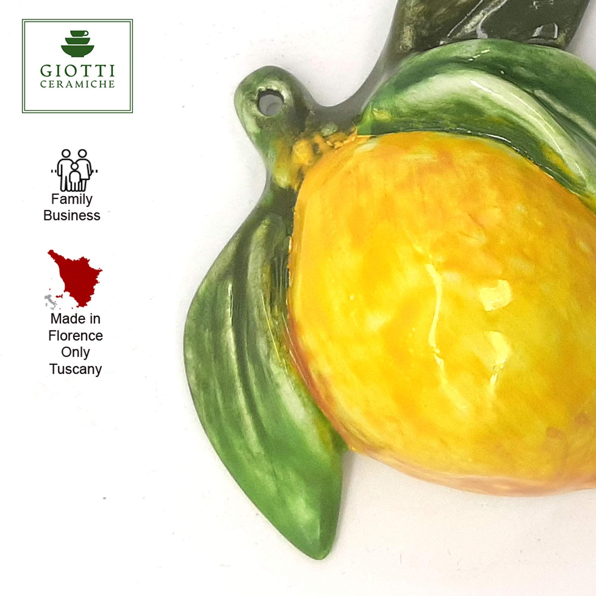 Hand Painted Italian Ceramic Lemon Decor Set of 3 - Lifelike Artificial Fruit Kitchen Wall Decor - Italian Pottery Home Decor for Kitchen, Dining Room & Farmhouse Style - Perfect for Wall Art, Table Centerpiece & Gift Giving