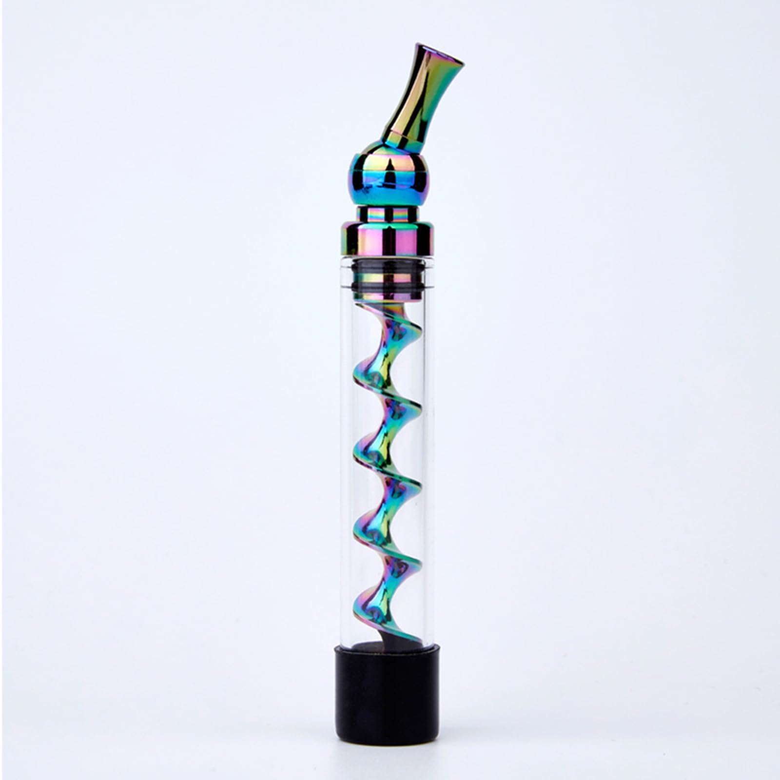 Premium Portable Glass Twisty Blunt Pipe with Built-in Grinder & Adjustable Chamber - Easy to Clean & Swivel Head Design (Gold) | Perfect for Travel, Outdoor Activities & Discreet Smoking Sessions