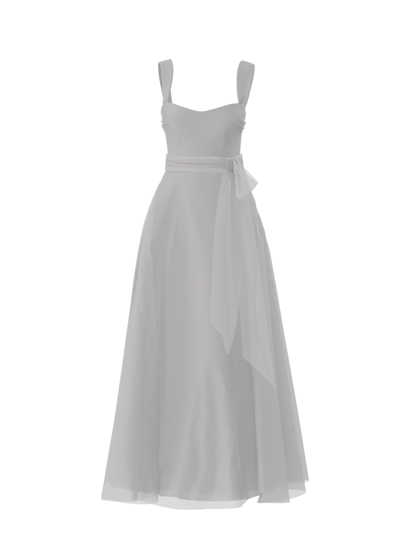 Alexis Bodice with Cerisa Skirt and Sash Belt in Platinum - Perfect for Weddings, Prom, and Formal Events