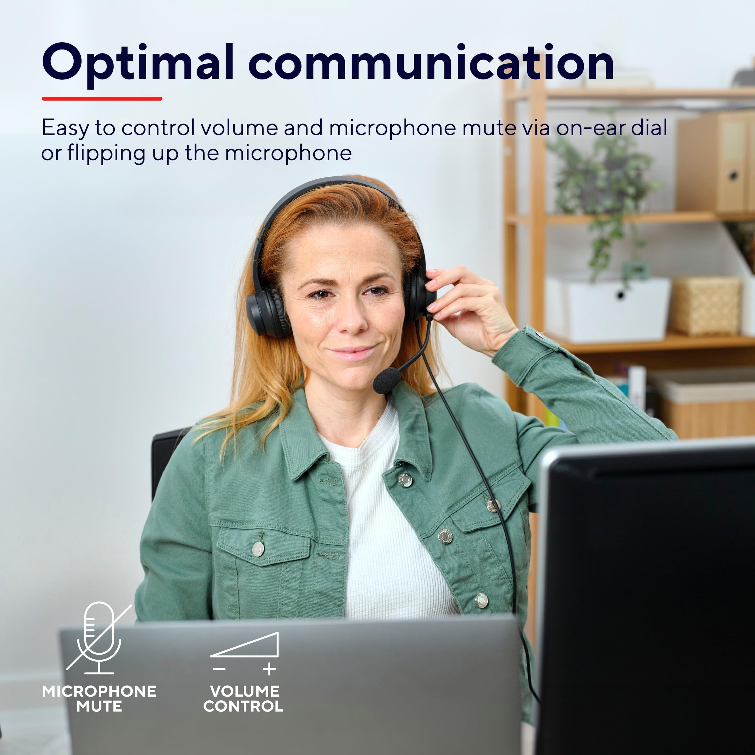Trust Ayda Lightweight On-Ear Wired Headphones with Microphone - 3.5mm PC Headset, Adjustable Headband & 1.8m Cable for Computer, Laptop, Desktop, Mac | Perfect for Home Office, Zoom Meetings, Teams Calls & Online Classes (Black)
