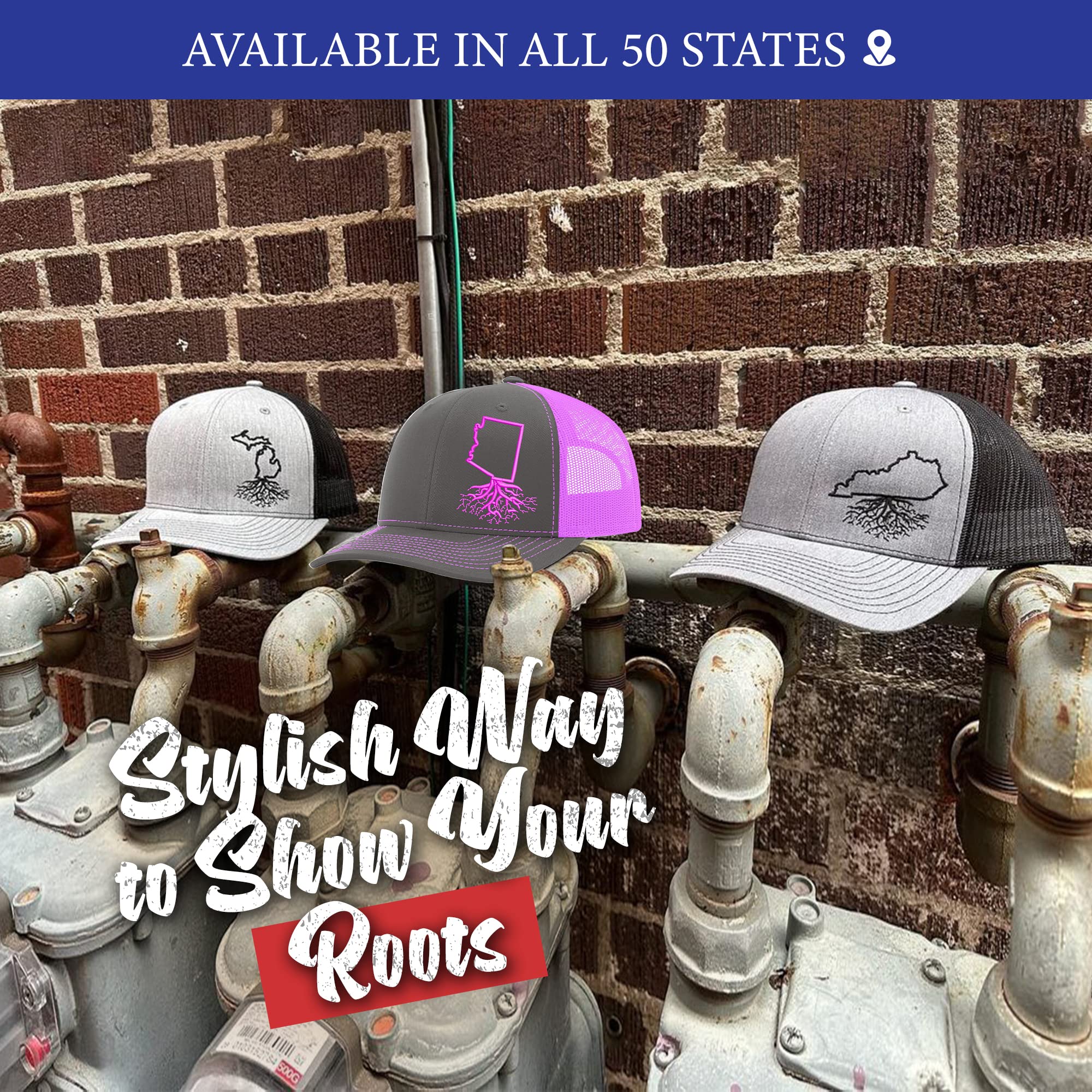 Connecticut Roots Snapback Hat - Stylish Unisex Baseball Cap with Mesh Back, Polyester Cotton Blend, Six-Panel Trucker Design, One Size Fits Most (Charcoal & Pink) - Perfect for Outdoor Activities, Sports Events & Casual Wear