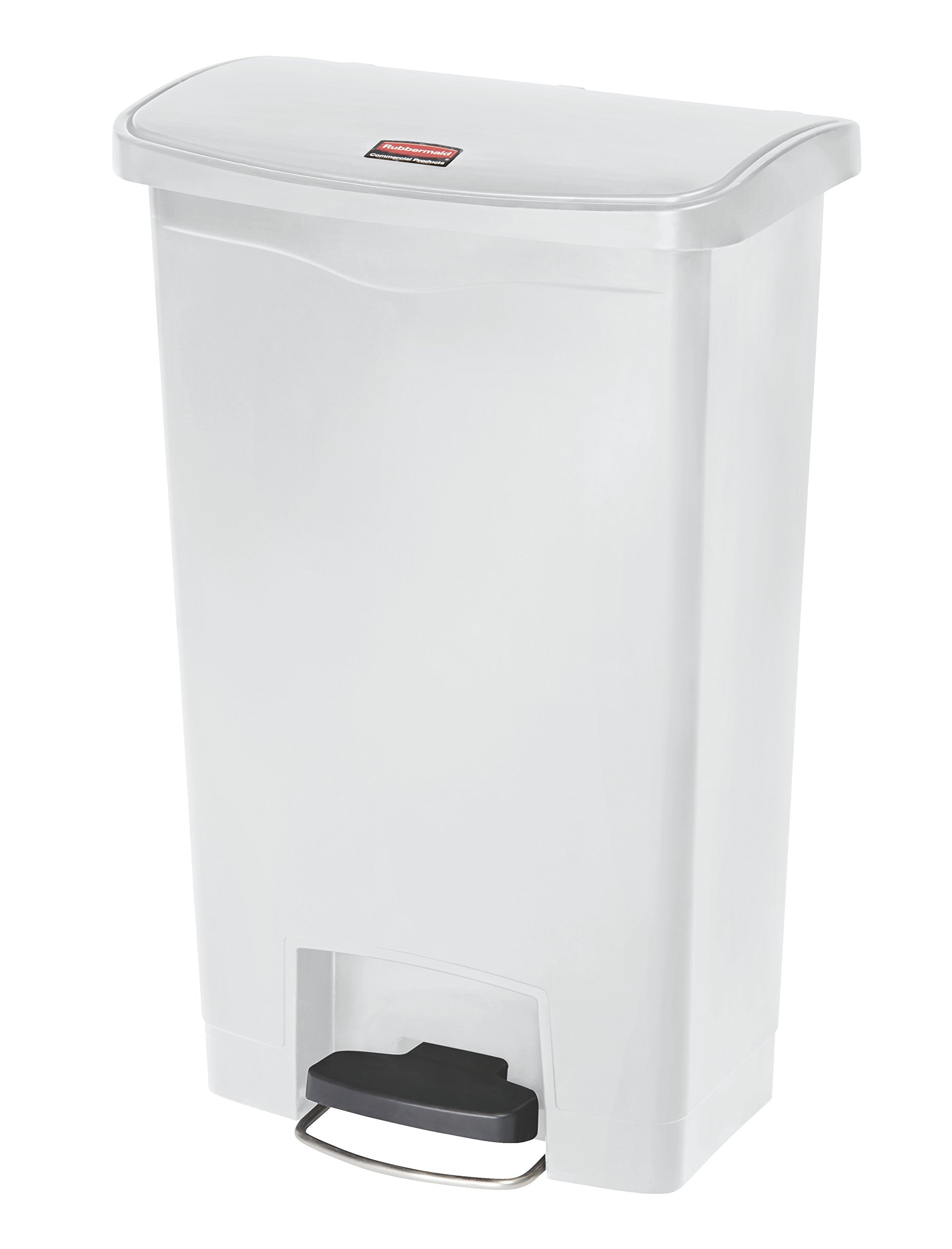 Rubbermaid 13 Gallon Slim Step-On Trash Can - Hands-Free Plastic Garbage Bin for Medical Waste, White - Ideal for Hospitals, Labs, Emergency Rooms & Patient Care Areas