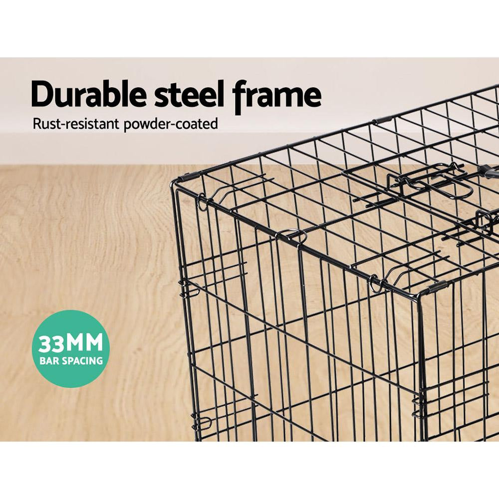 24 Inch Large Black Pet Cage for Dogs, Cats, Rabbits - Durable Metal Wire Kennel with Removable Tray - Perfect for Home, Travel & Vet Visits