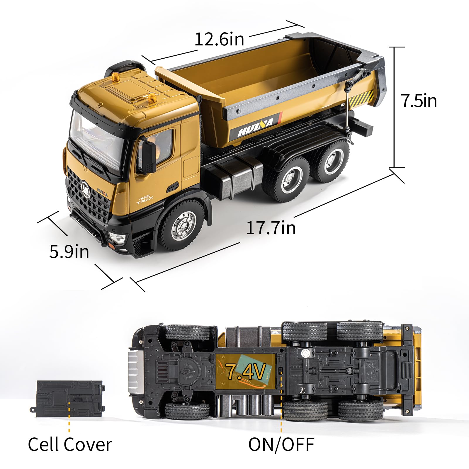 1/14 Scale RC Dump Truck Toy - 10CH Remote Control Construction Vehicle for Boys & Adults, Heavy Duty Metal Truck with 7KG+ Load Capacity | Birthday Gift for Kids | Construction Site Play, Outdoor Adventure & Collector's Item