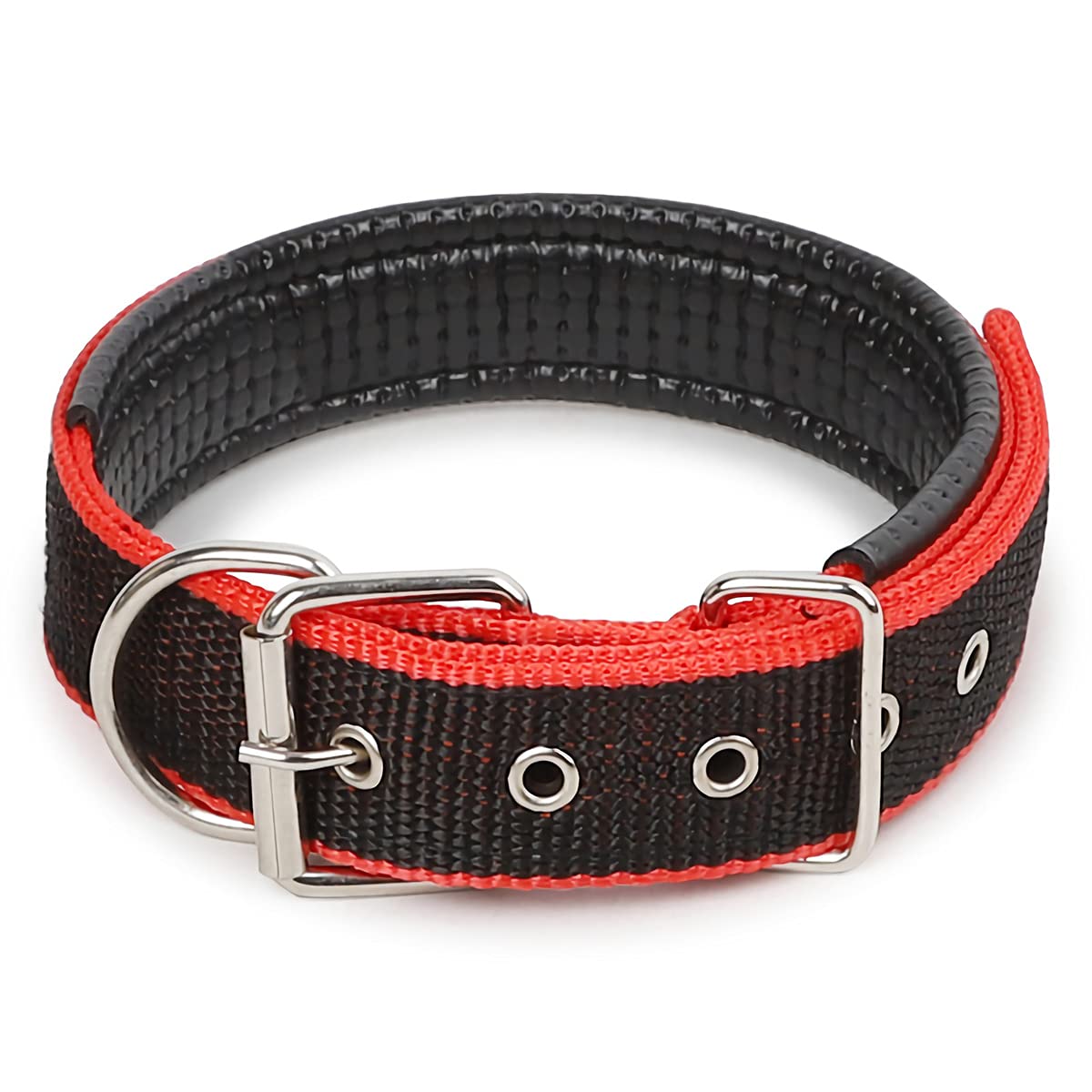 Durable Adjustable Nylon Dog Collar with Buckle, Heavy Duty D-Ring - 17-28 Inch Neck Collar for Large Dogs (Red) - Perfect for Daily Walks, Training & Outdoor Adventures
