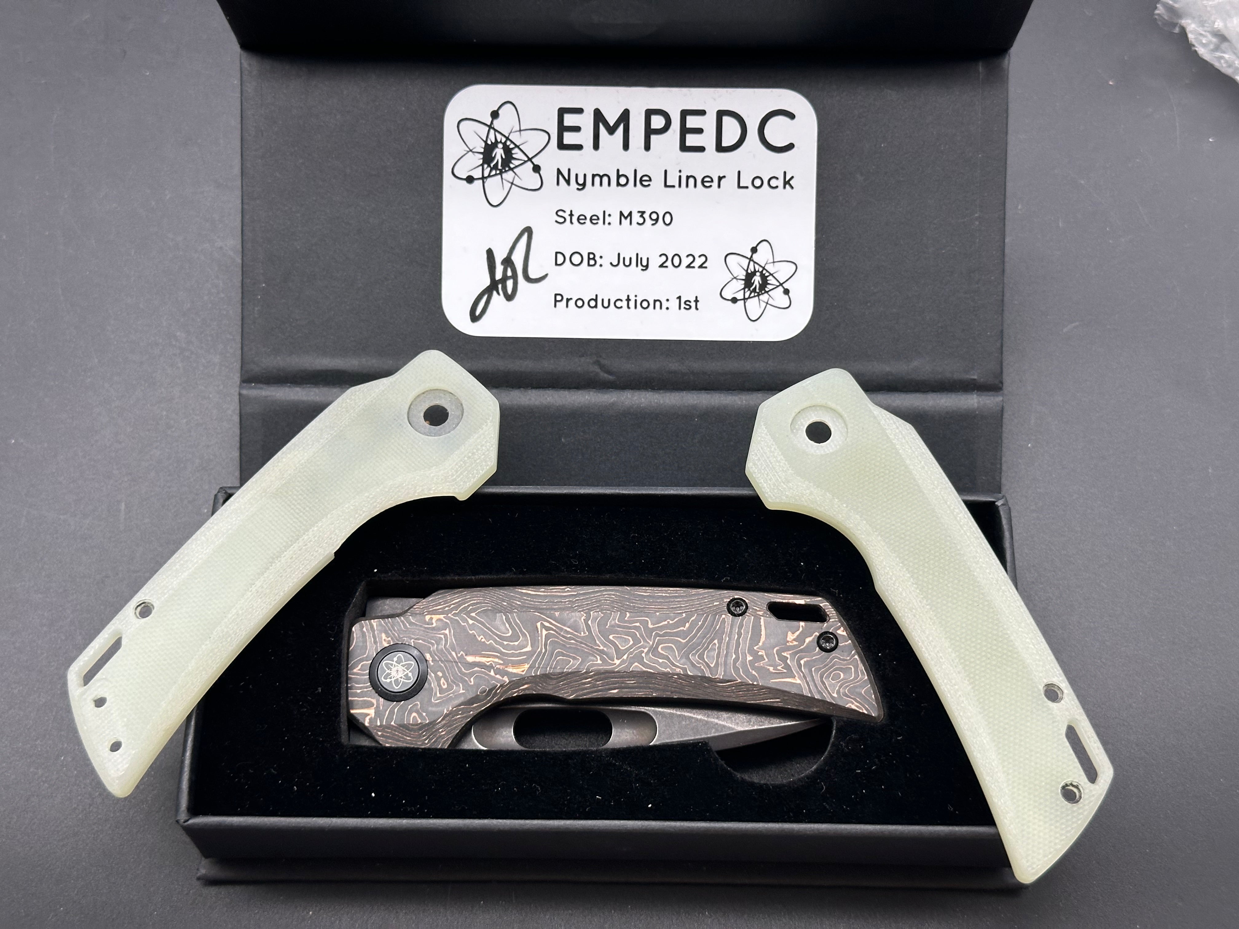 EMPEDC Nymble First Production Run Liner Lock Folding Knife with Custom Scales - Perfect for Everyday Carry, Outdoor Adventures & Collecting