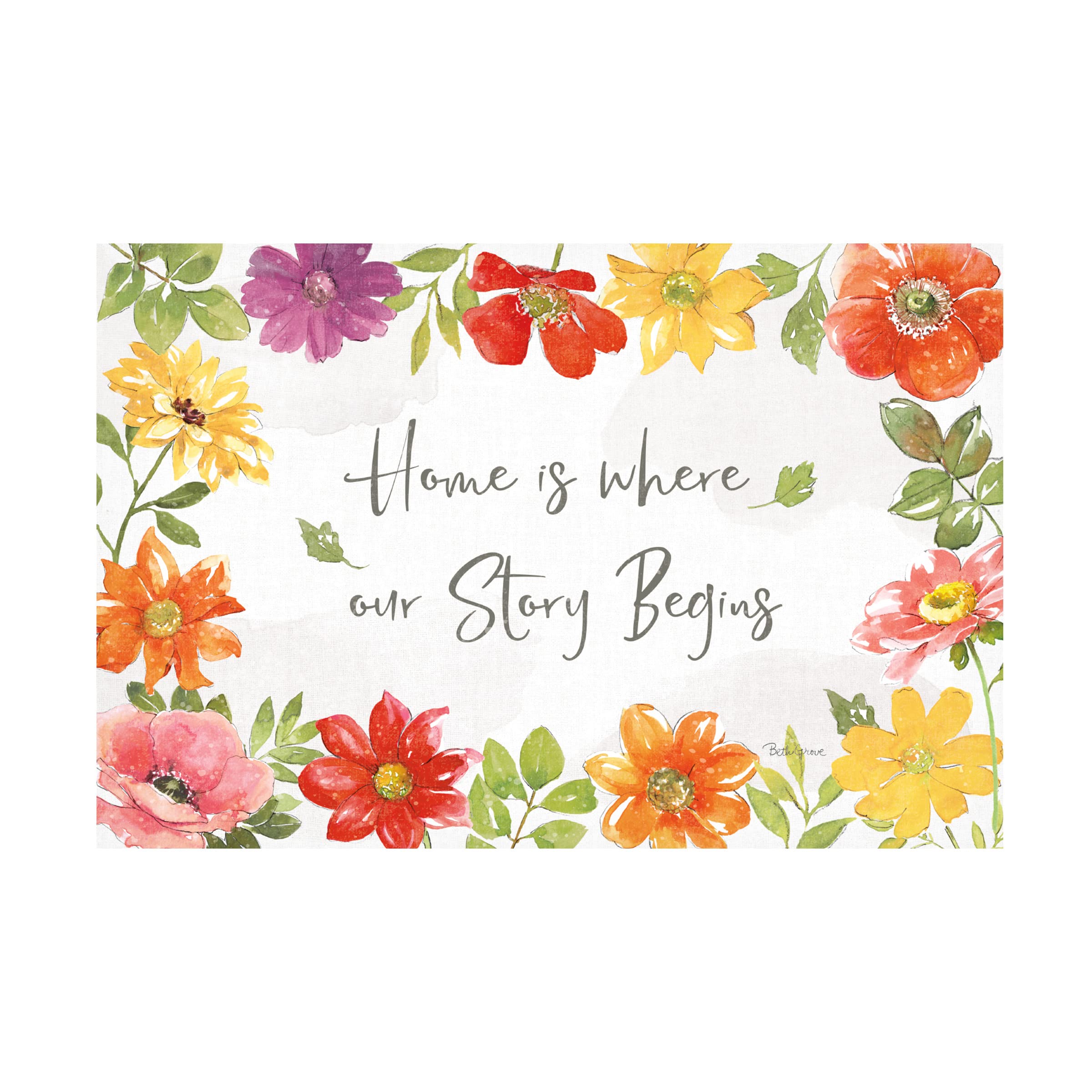 Beth Grove Farmhouse Floral I Canvas Art Print - 16x24 Inch Countryside Wall Decor - Perfect for Living Room, Bedroom & Office Decor