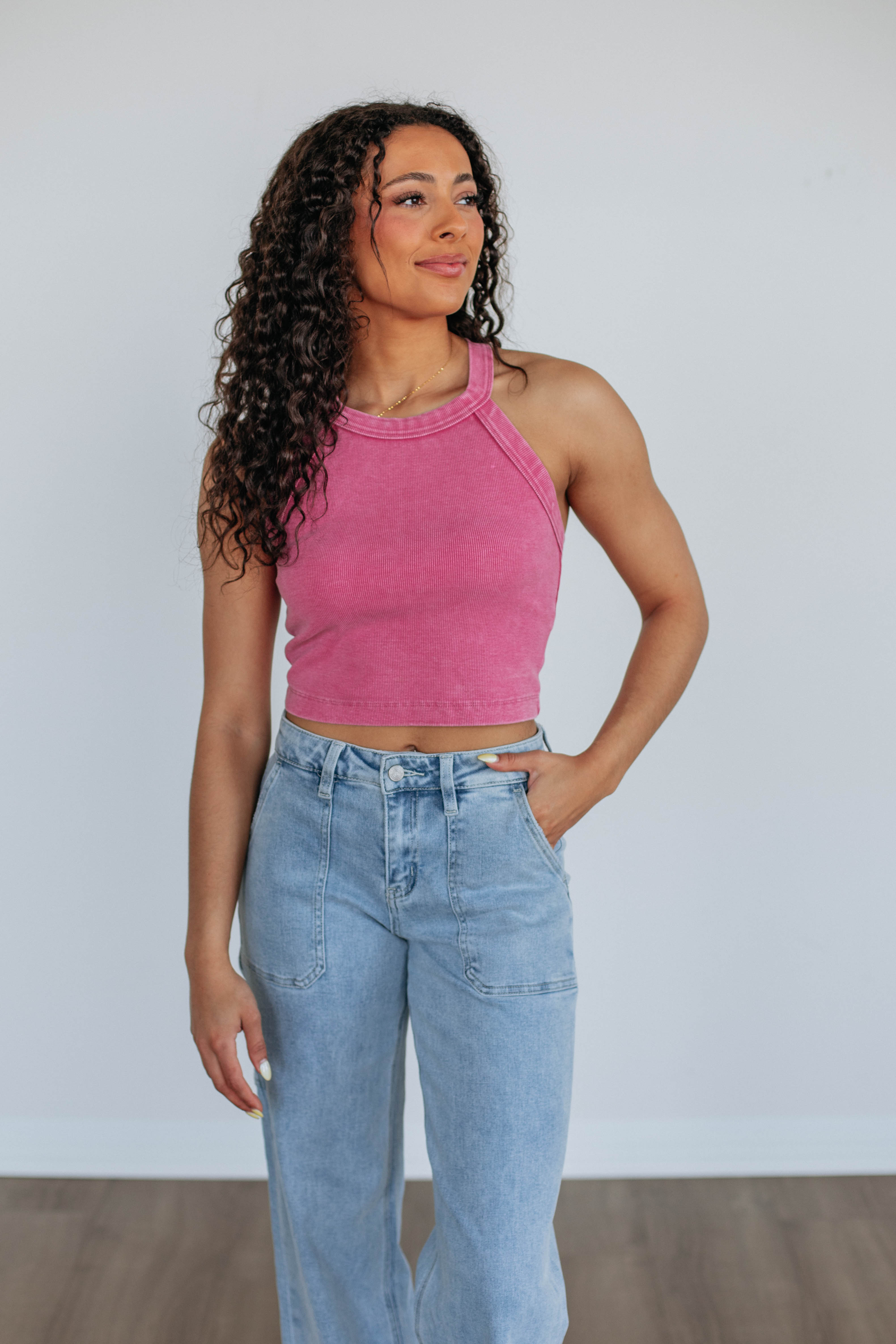 Chann Ribbed Tank Top for Women - Soft Stretchy Berry Red Casual Sleeveless Shirt - Perfect for Summer, Yoga, and Layering