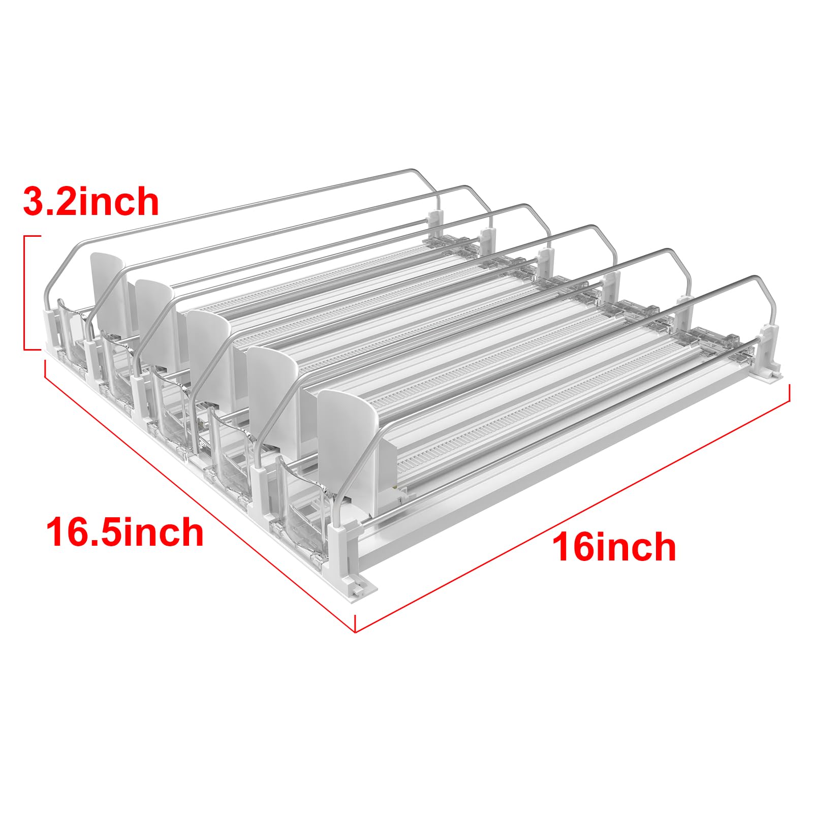 Adjustable Self-Pushing Soda Can Dispenser for Refrigerator - Automatic Glide Drink Organizer for Fridge (White 410-5) - Perfect for Organizing Cans, Bottles & Beverages in Home, Office or Party Use