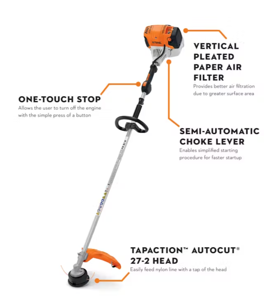 STIHL FS 91 R Professional Gas Powered Brush Cutter - Heavy Duty Weed Trimmer for Lawn Care, Landscaping & Yard Maintenance
