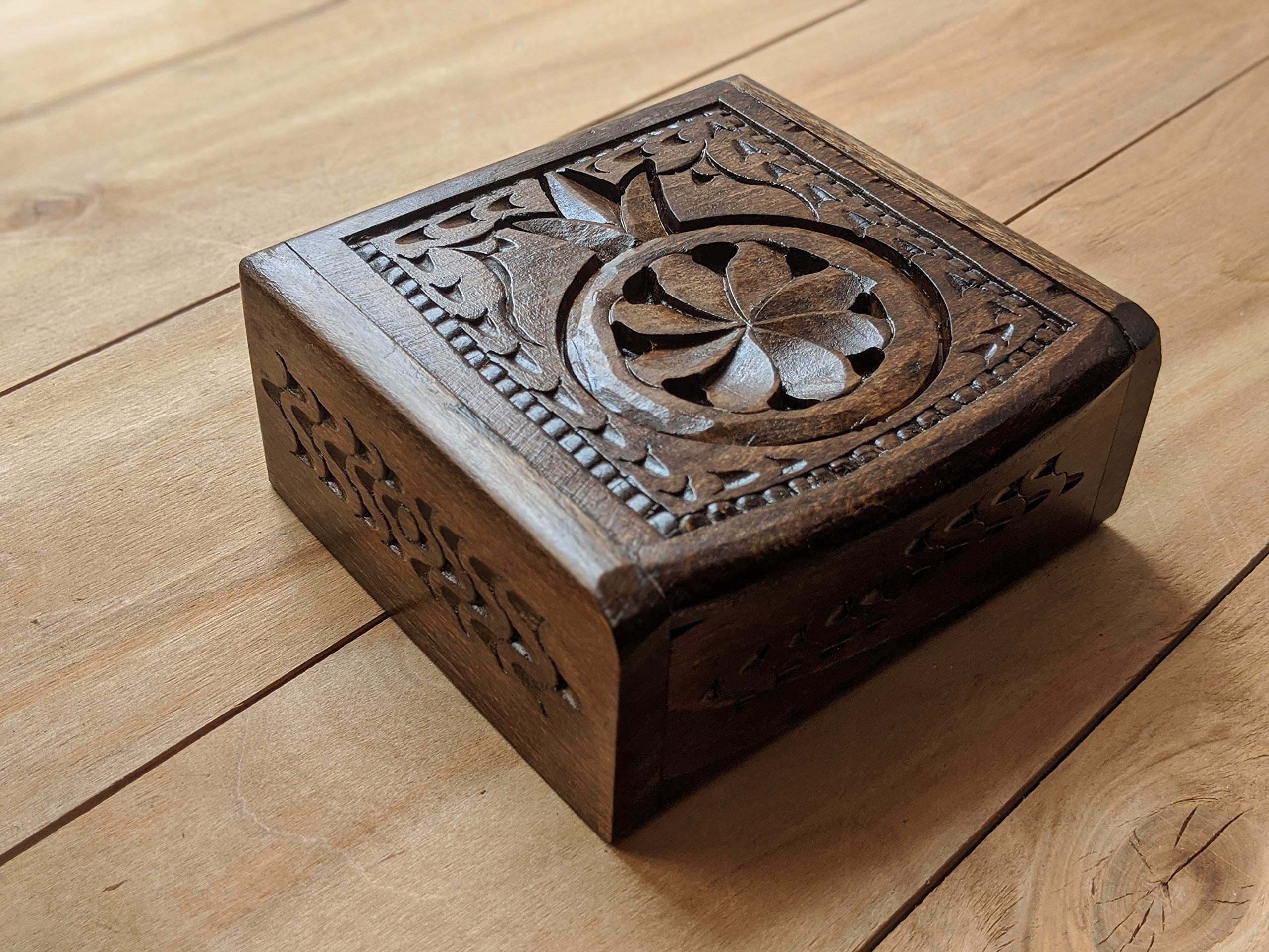 Handmade Armenian Walnut Wood Jewelry Box - Exquisite Carved Hardwood with Ornaments, Perfect Gift & Souvenir for Women - Ideal for Jewelry Storage, Home Decor, and Wedding Keepsakes