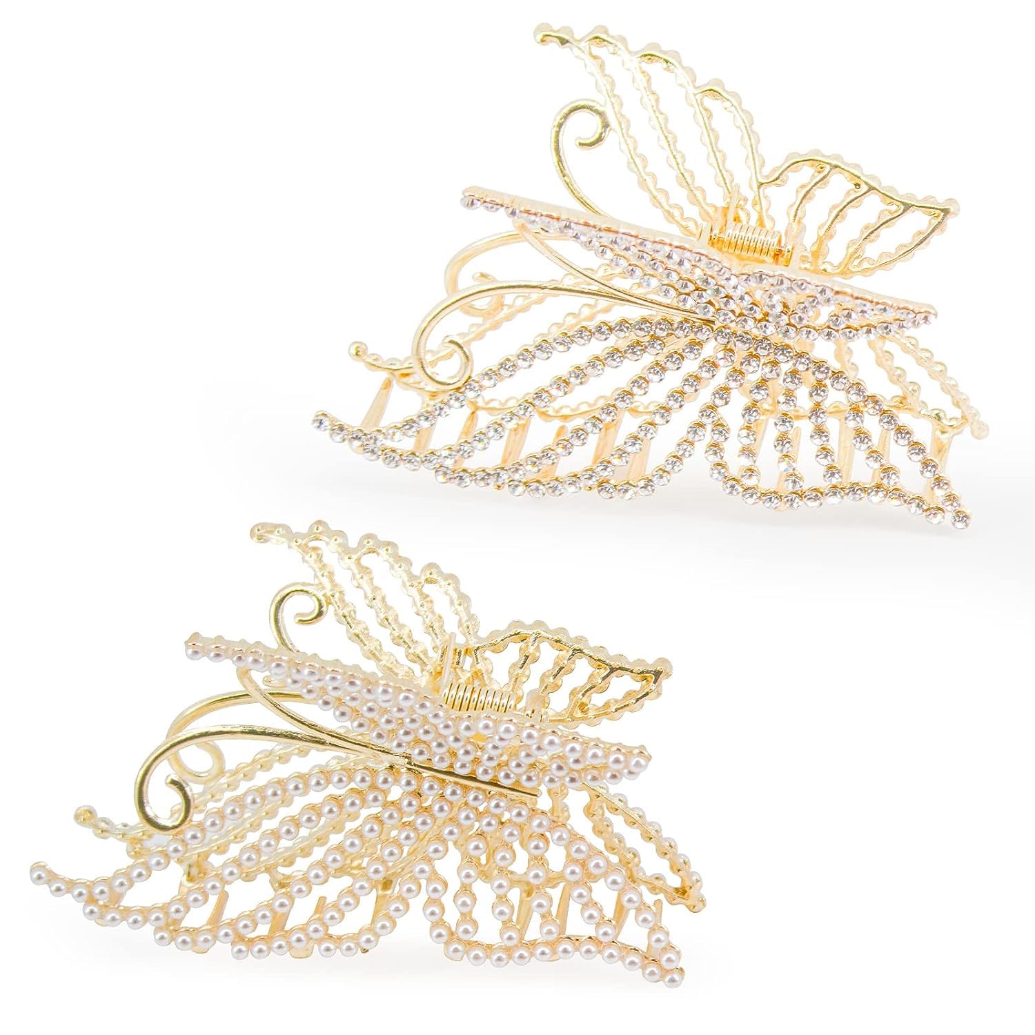 EPARTY - 1pc Large Blue Butterfly Metal Hair Clip | Non-Slip Gold Hair Claw for Women & Girls | Perfect for Thick & Medium-Long Hair Styling | Barrettes, Jaw Clips & Hair Accessories | Great for Parties, Weddings & Everyday Wear