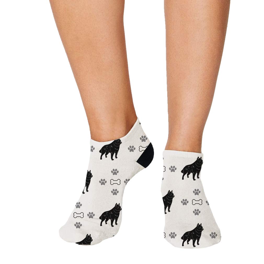 Style In Print No Show Socks with Cute Schipperke Dog Bones & Paws Design - Breathable Polyester Ankle Socks for Women & Men - One Size Fits Most - Perfect for Casual Wear, Gifts & Fun Outfits