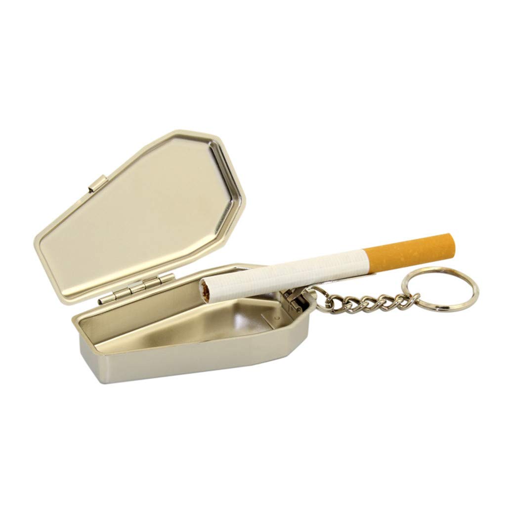 Portable Tinplate Coffin Shaped Pocket Ashtray with Lid - Compact Travel & Camping Ashtray for Smokers - Perfect for Outdoor Adventures, Road Trips and Hiking Accessories